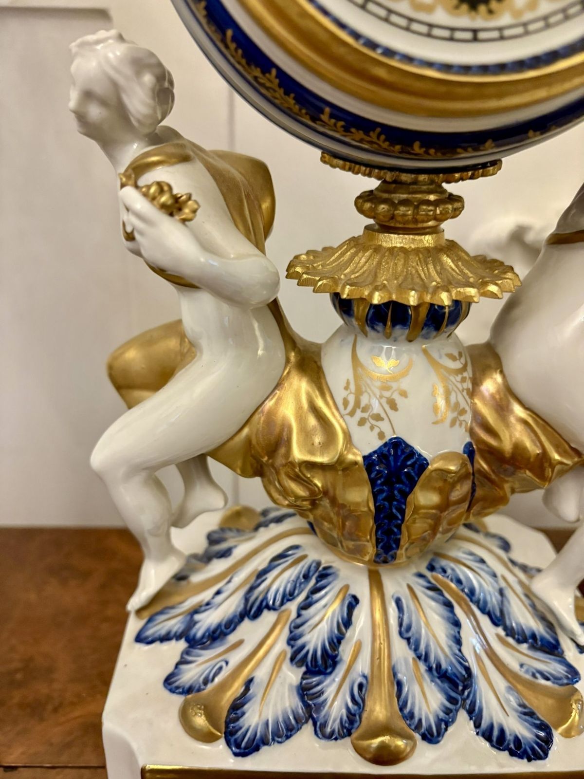 Outstanding Quality Large Antique 19th Century French Porcelain And Gilded Metal Clock Set photo buy