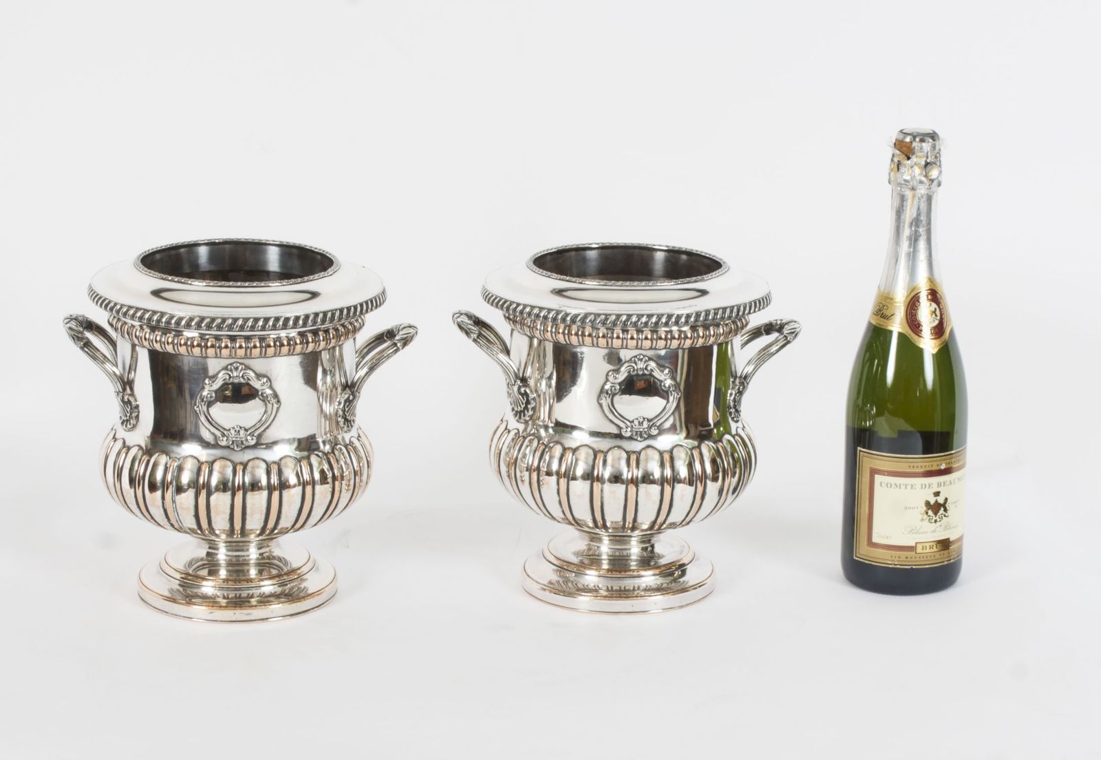 photo vinterior Antique Pair Of English Old Sheffield Plate Wine Coolers18th Century