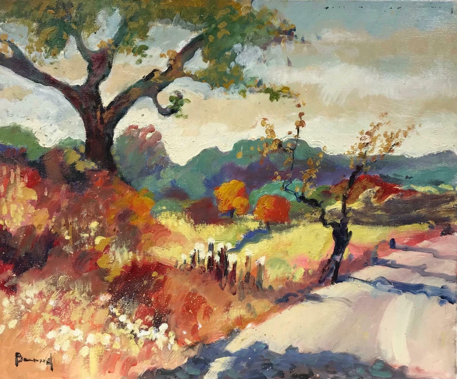 Guy Benardautumn In Provence, Signed French Modernist Oil Painting