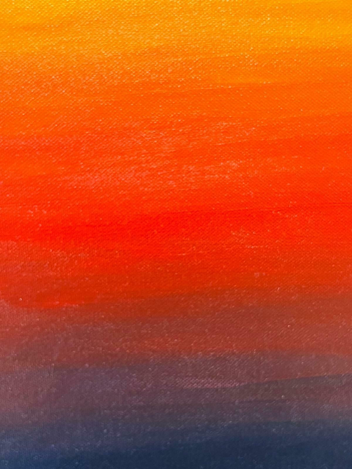 Contemporary British Large British Modernist Contemporary Painting Sunset Sky Blaze Of Colors photo furniture