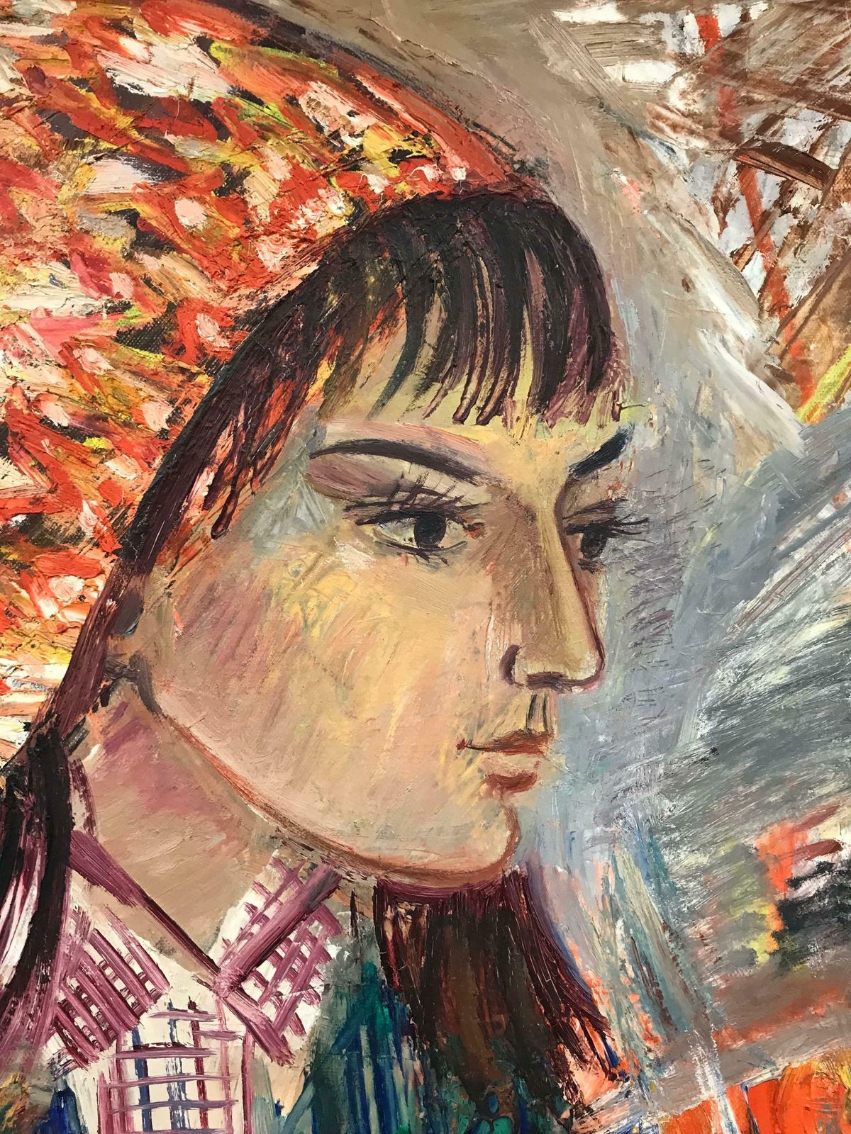 édouard Righetti (1924 2001)stylish French Portrait Trendy Young Lady French 1970's Post Impressionist Oil1970's photo 1224.0