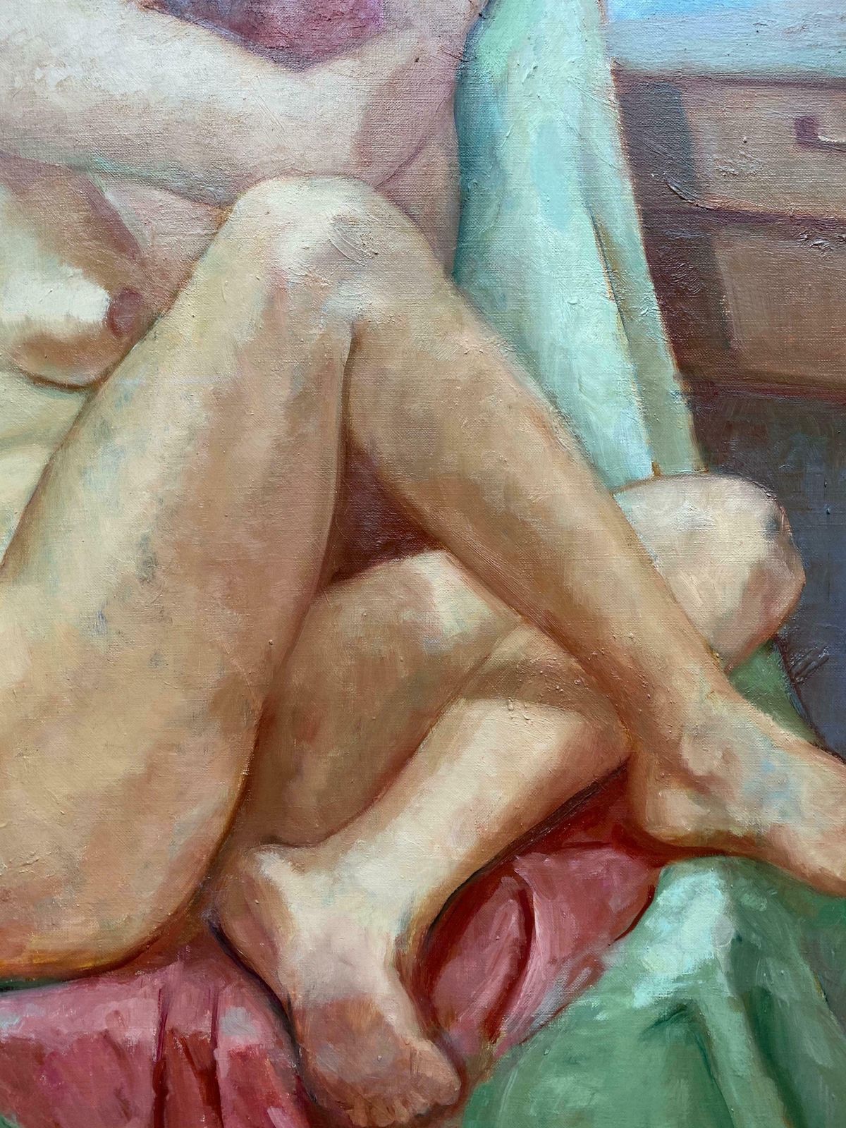 Yvette Bossierethe Artists Model   Portrait Of Nude Lady 20th Century French Impressionist Oil20th Century photo for sale