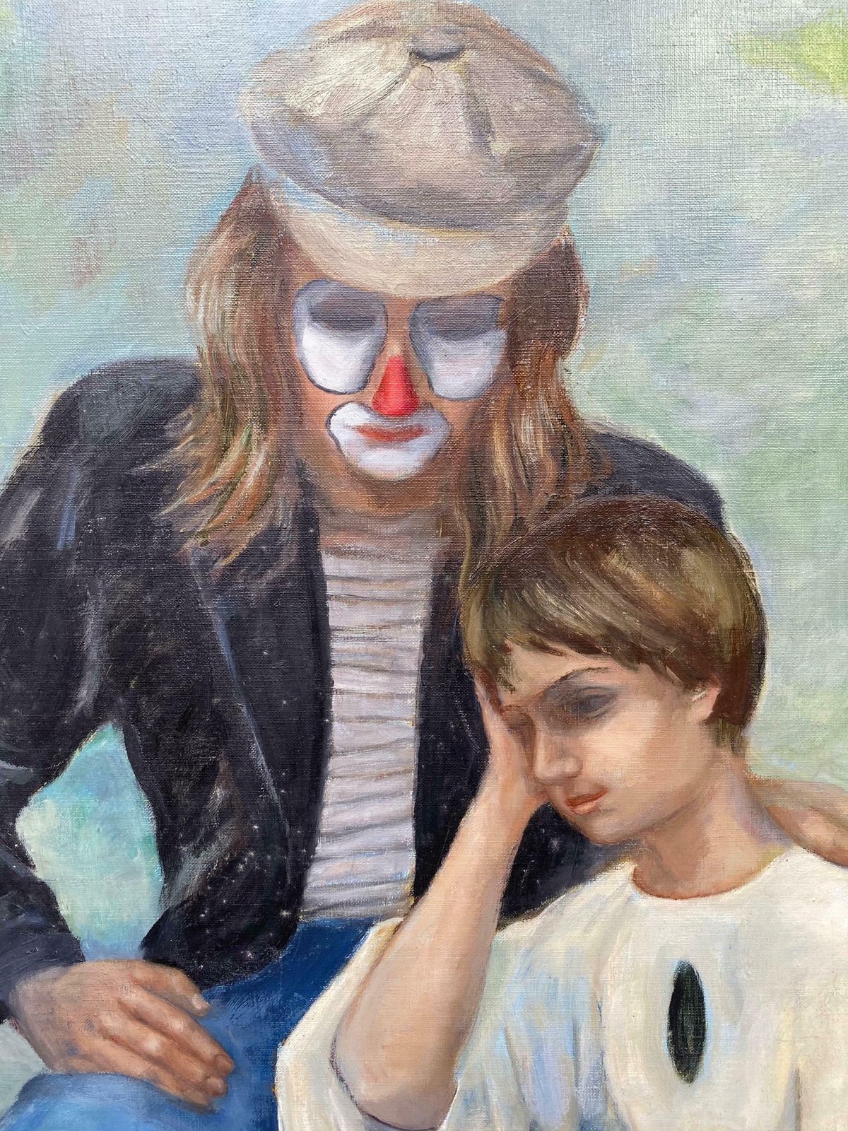 Yvette Bossierelarge 20th Century French Impressionist Oil   Two Circus Clowns/ Performers 20th Century photo furniture