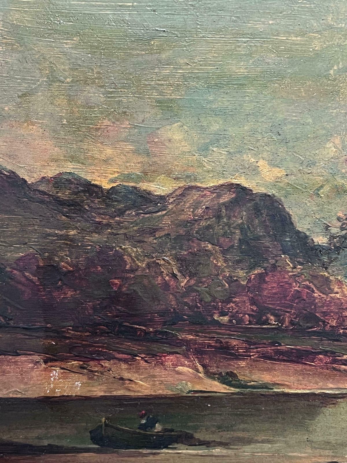 Alex Frasermountainous Landscape Loch Maree Scotland With Boats Serene Antique Oil Painting19th photo 1030.0