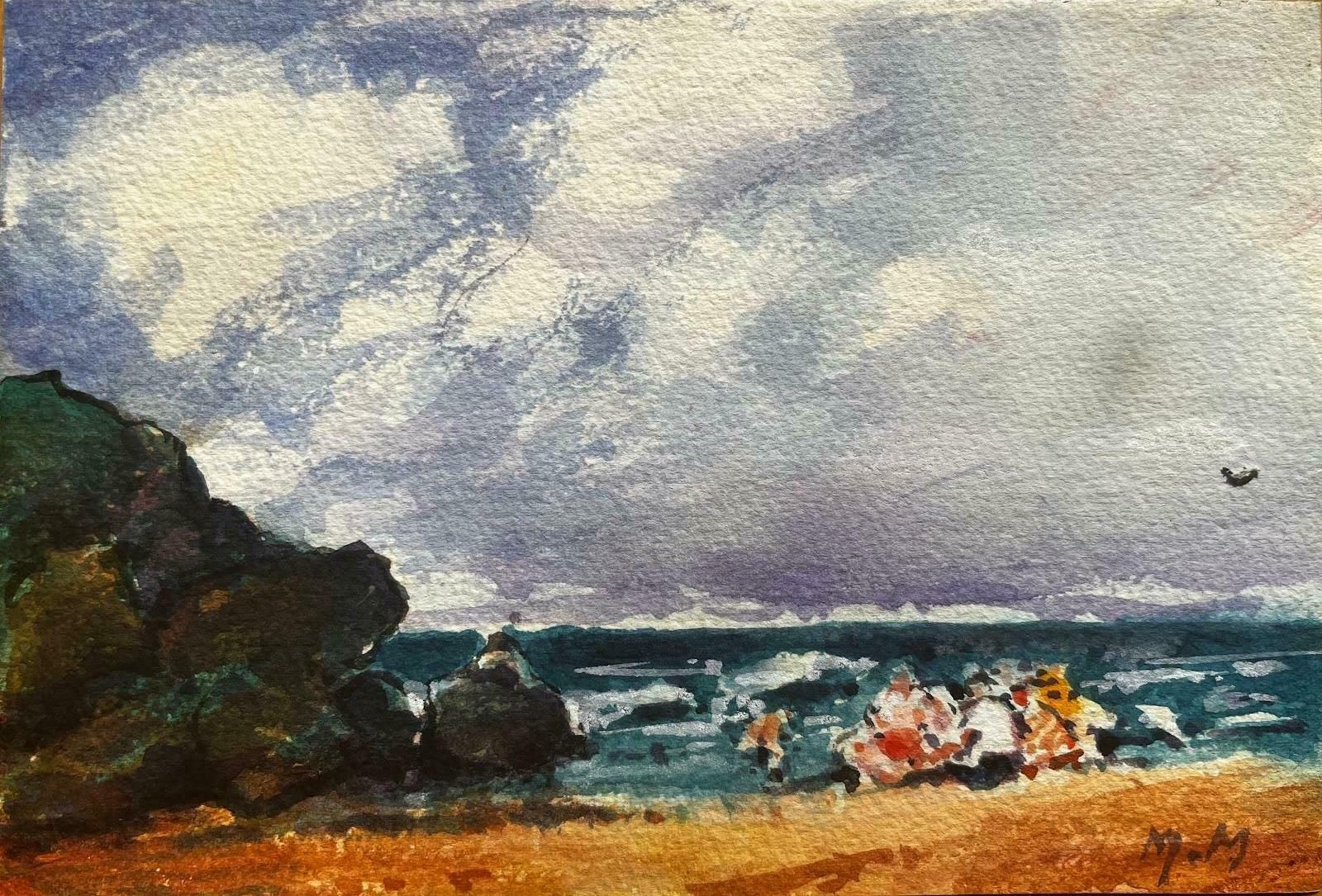 Unknownfrench Impressionist Landscape Holiday Makers Enjoying A Day At The Sea20th Century