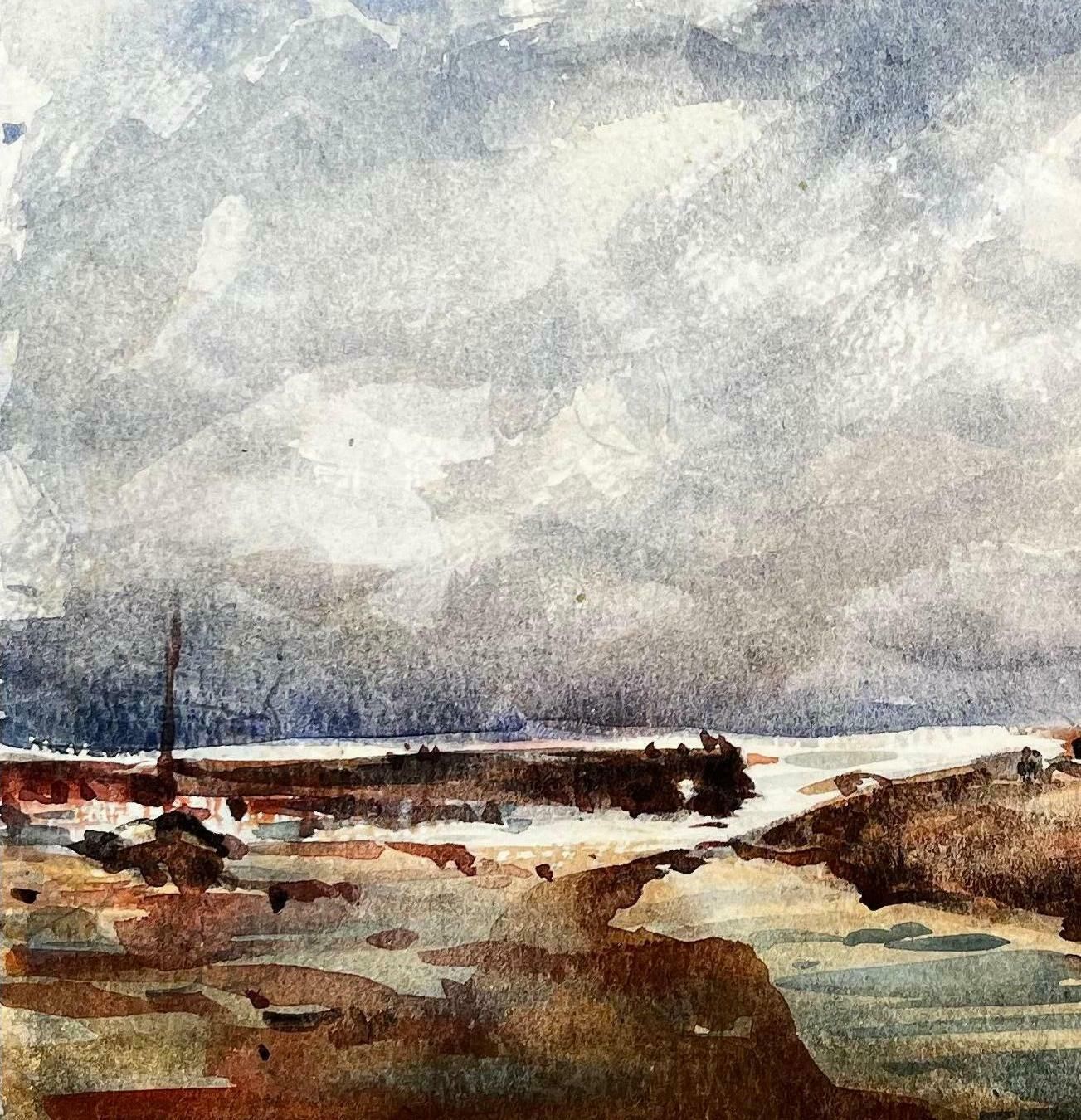 Unknownfrench Impressionist Watercolor Landscape   Bridge Scene With Trees20th Century photo Art