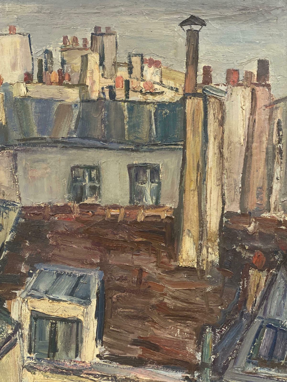 édouard Righetti (1924 2001)rue Jacob Paris Rooftops 1950 Superb Original French Post Impressionist Oil 1950's photo Art