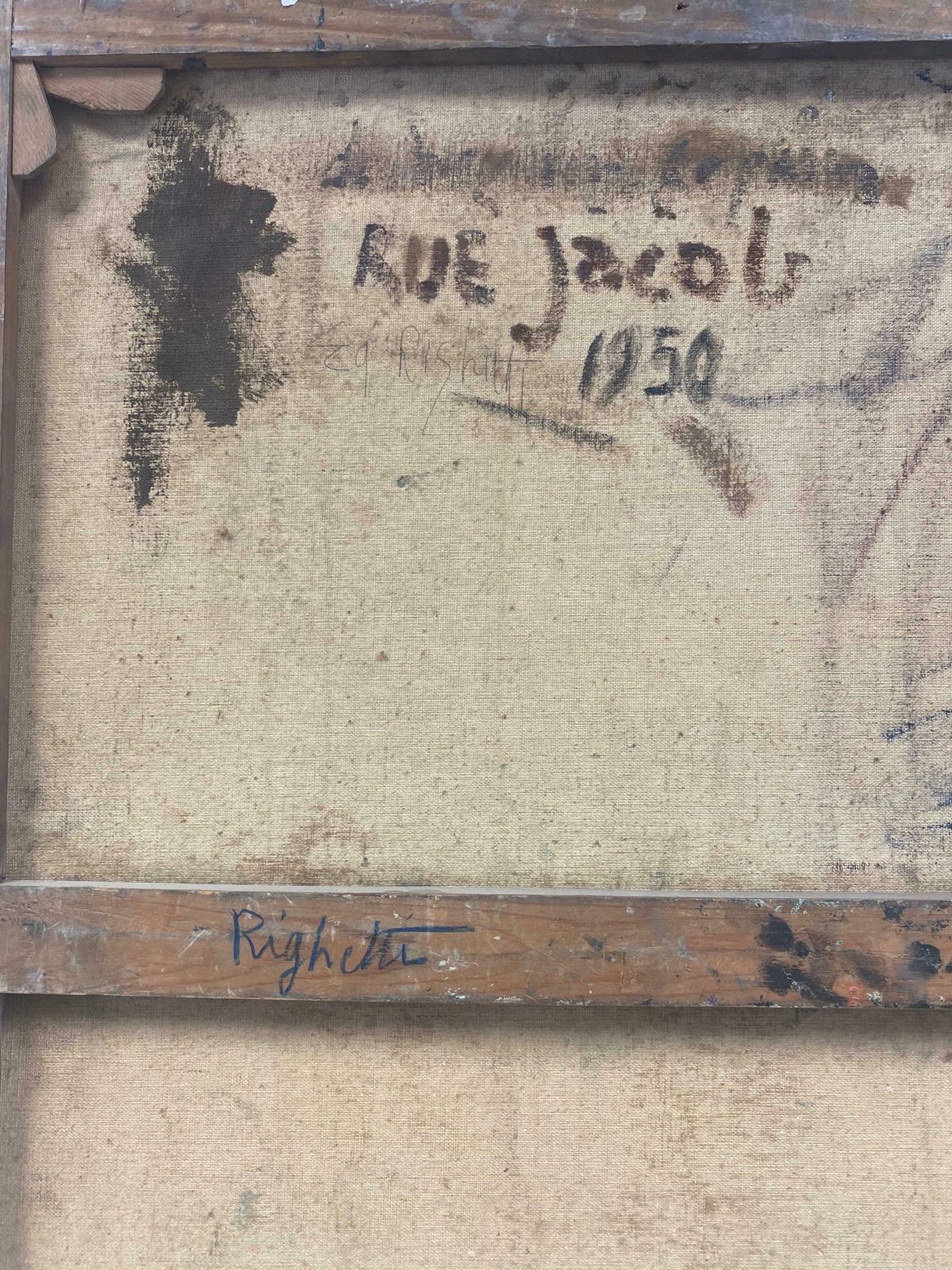 photo furniture édouard Righetti (1924 2001)rue Jacob Paris Rooftops 1950 Superb Original French Post Impressionist Oil 1950's