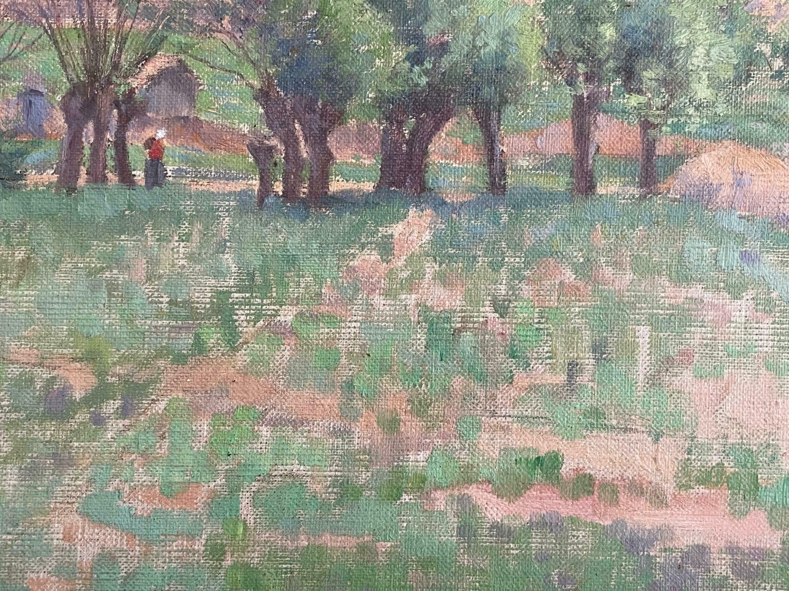1890's French Impressionist Oil Painting Lady Walking Country Landscape Fieldsc. 1890 photo buy