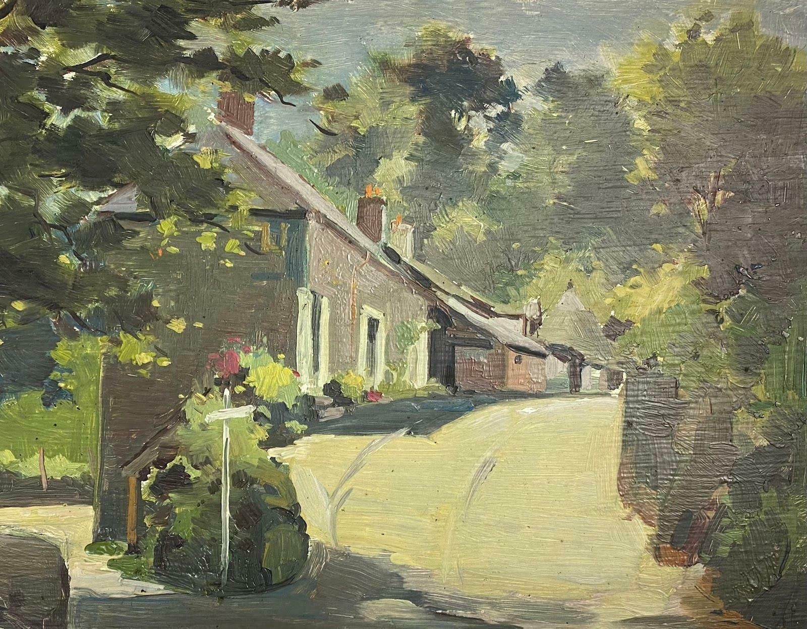 Frank Duffieldbritish Impressionist Painting Cottages Through The Villagemid 20th Century photo furniture