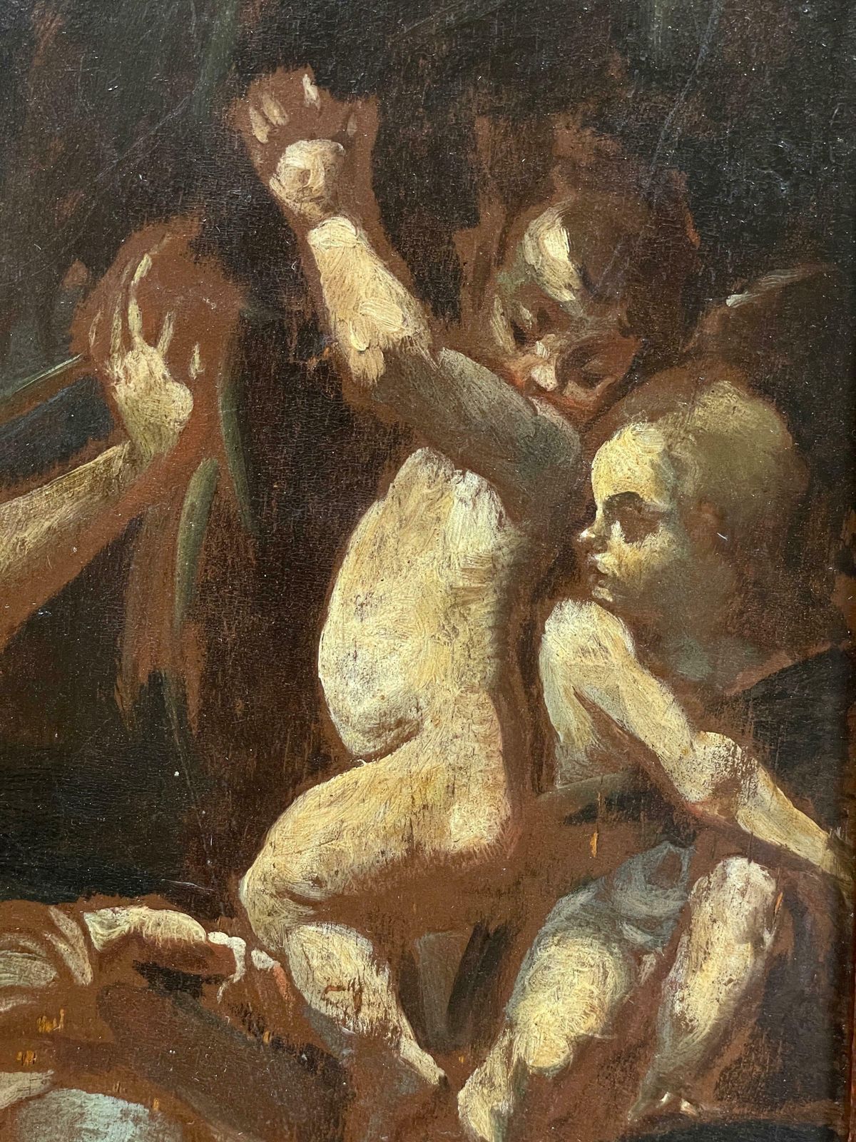 Italian 17th Centuryangelic Cherubs With Classical Figure In Wilderness Finely Painted Preparatory photo 2652.0