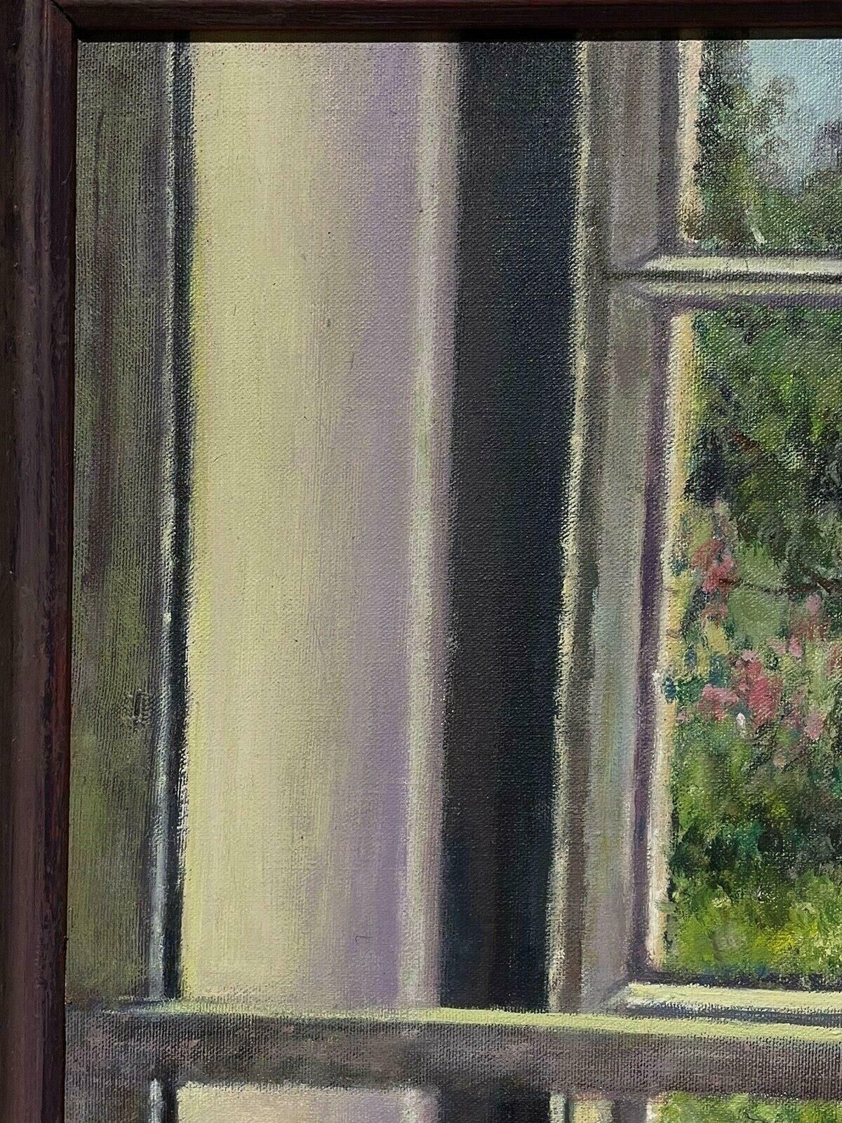 English Impressionista Room With A View Over A Garden Orchard, Original English Impressionist Oil photo for sale