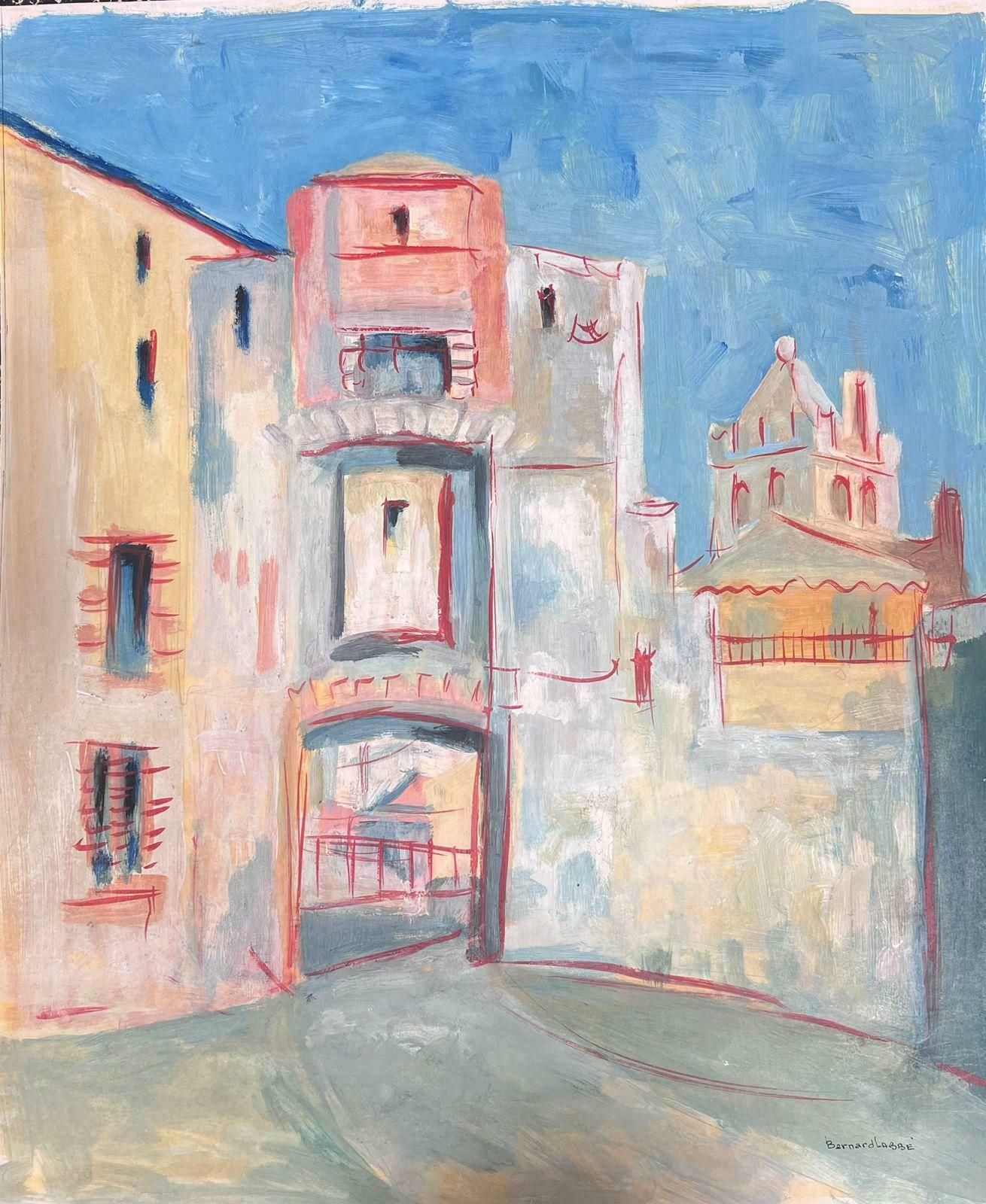 Bernard Labbe20th Century Modernist Painting Stone Village Arch Way Street Landscape1950's photo furniture