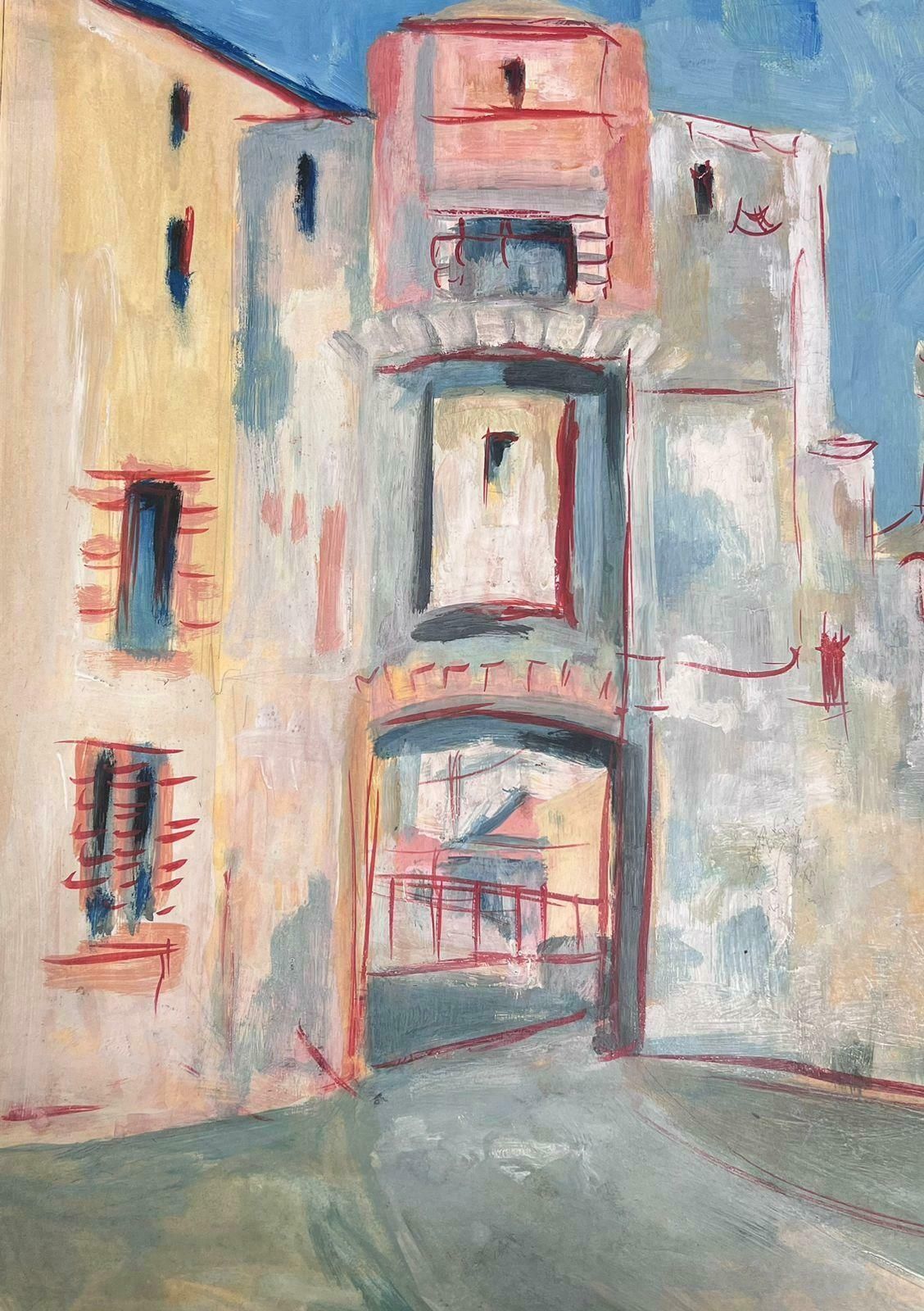 Bernard Labbe20th Century Modernist Painting Stone Village Arch Way Street Landscape1950's photo Art