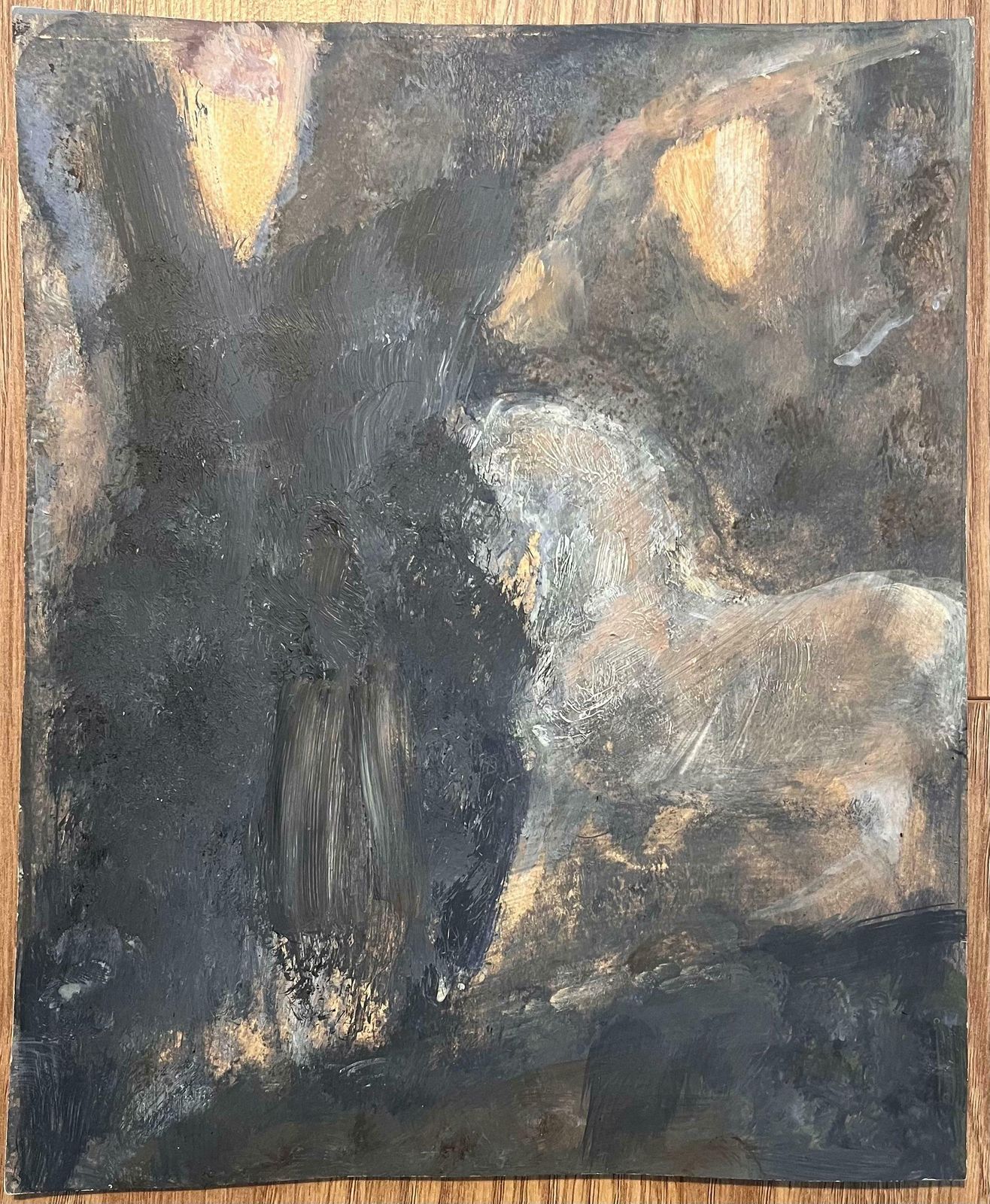 Robert Ladouoriginal French Abstract Artwork Of A Horse In A Forest Setting20th Century photo furniture