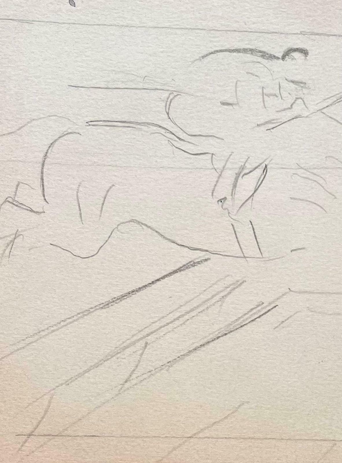 Robert Ladouminimalist Sketch Of A Horse And Rider Clearing A Jump 20th Century photo 510.0
