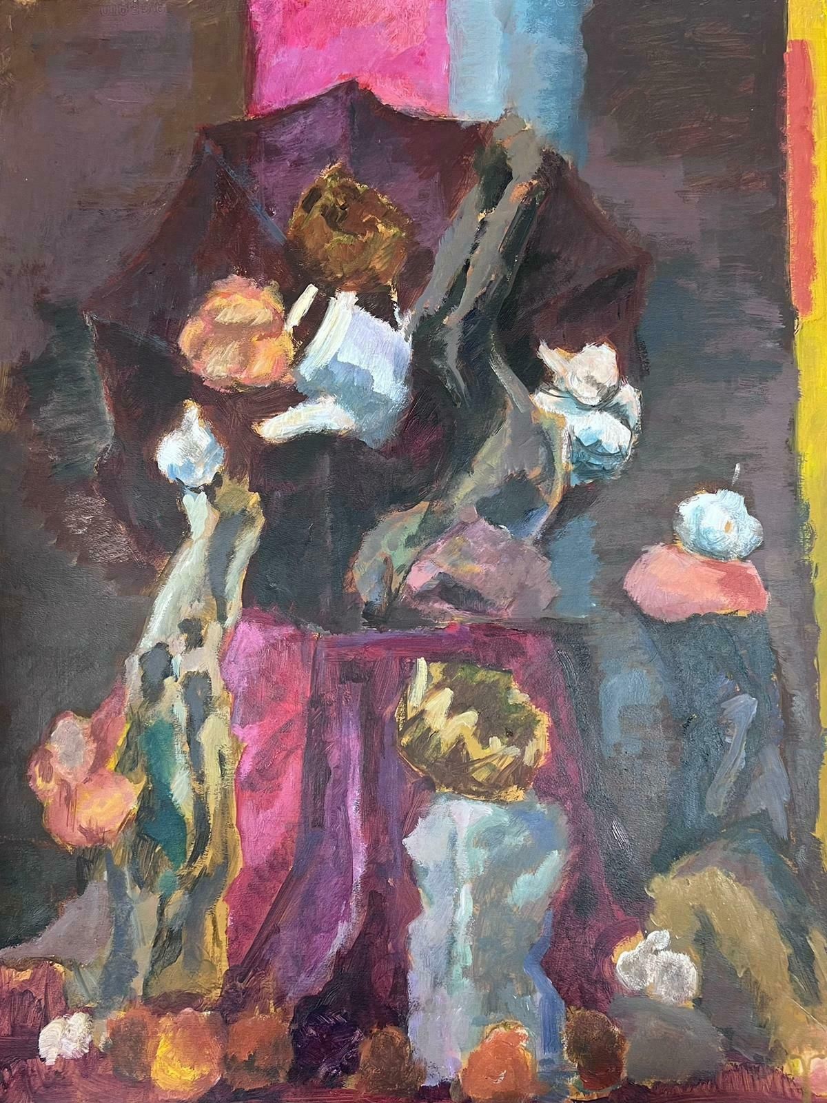 Guy Nicod French 20th Century Modernist Painting Interior Objects Purple Colours