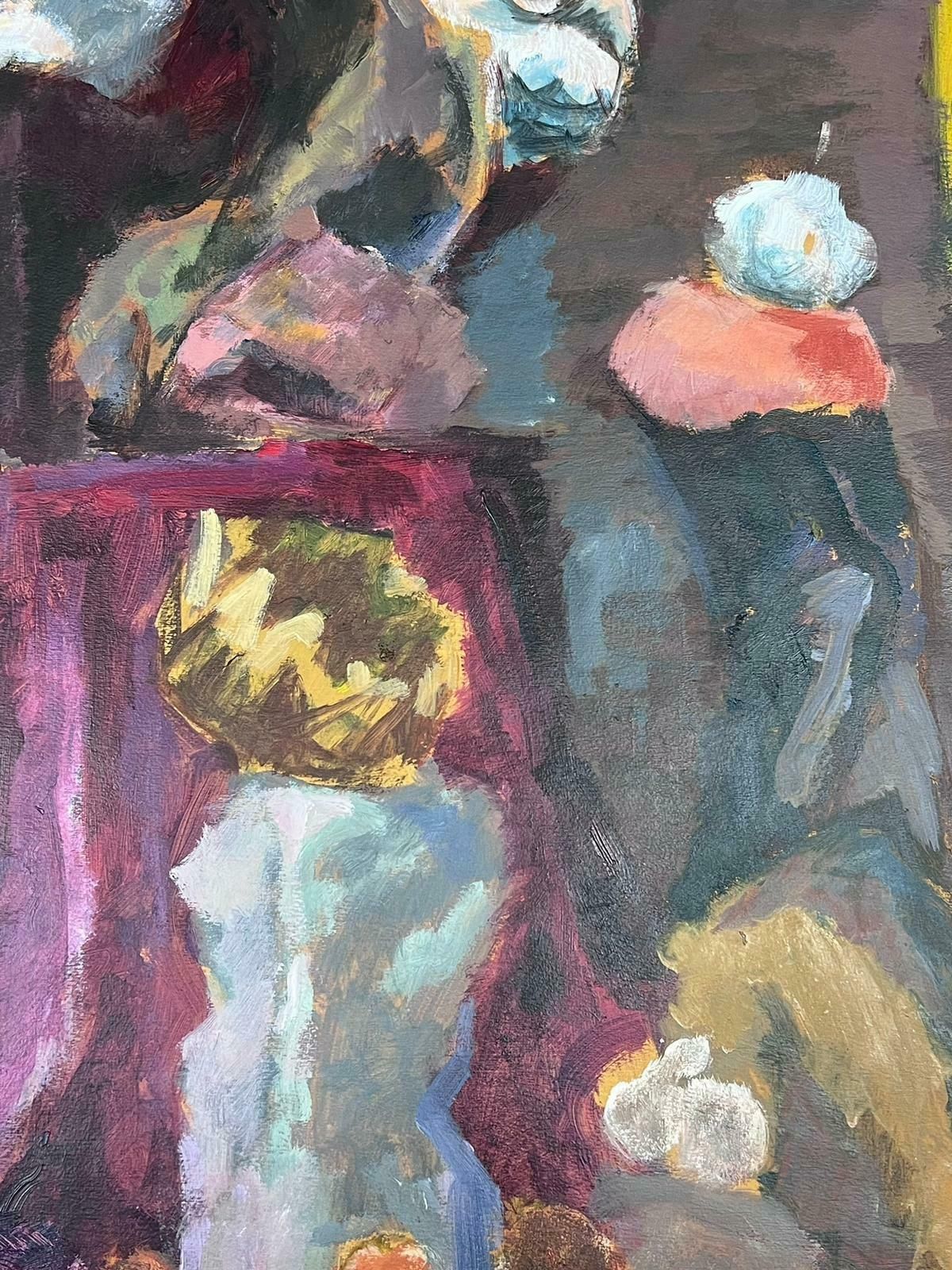 Guy Nicod French 20th Century Modernist Painting Interior Objects Purple Colours photo for sale
