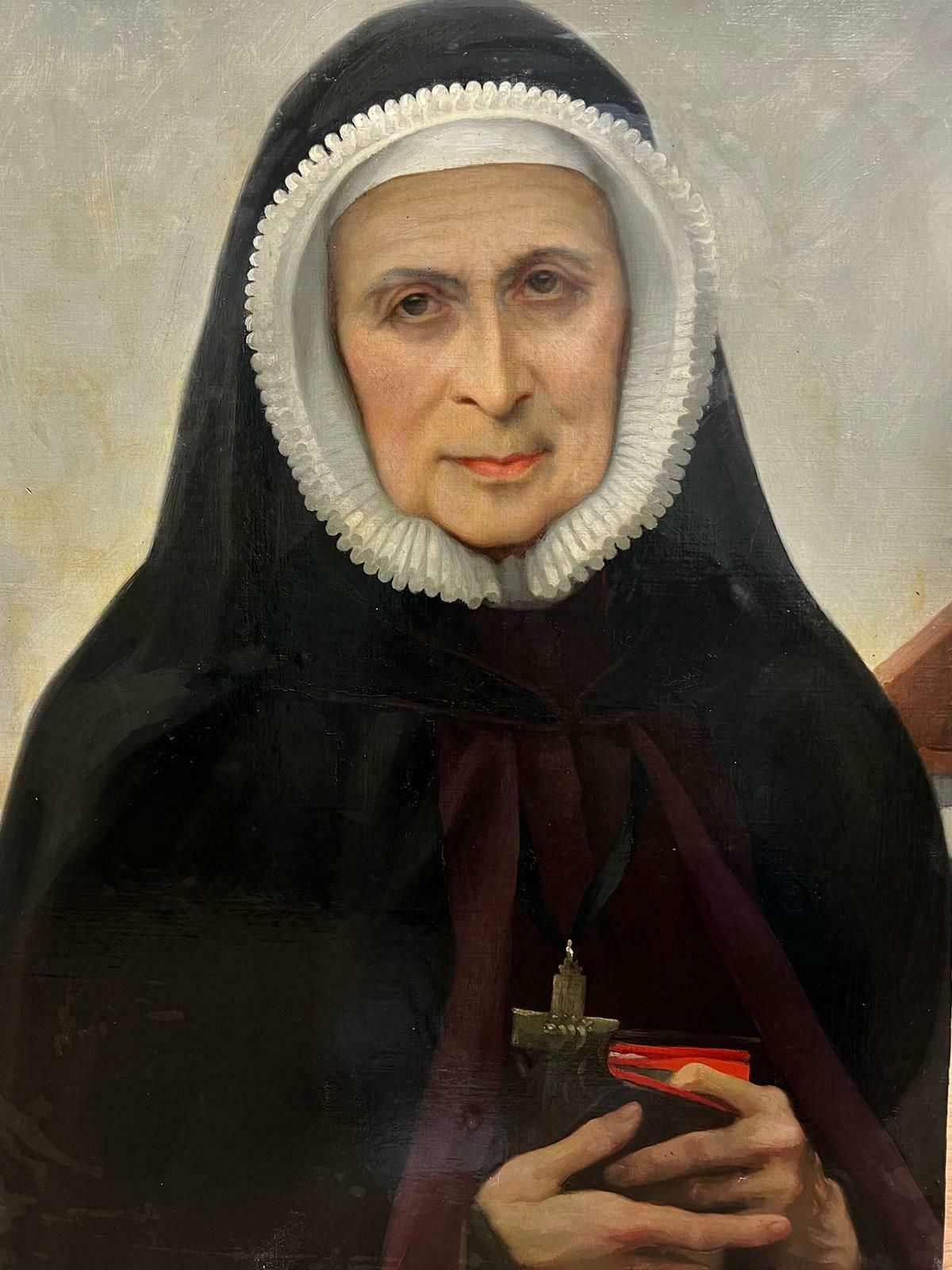 Joseph Aubert19th Century French Portrait Of A Nun Large Oil Painting 18981898