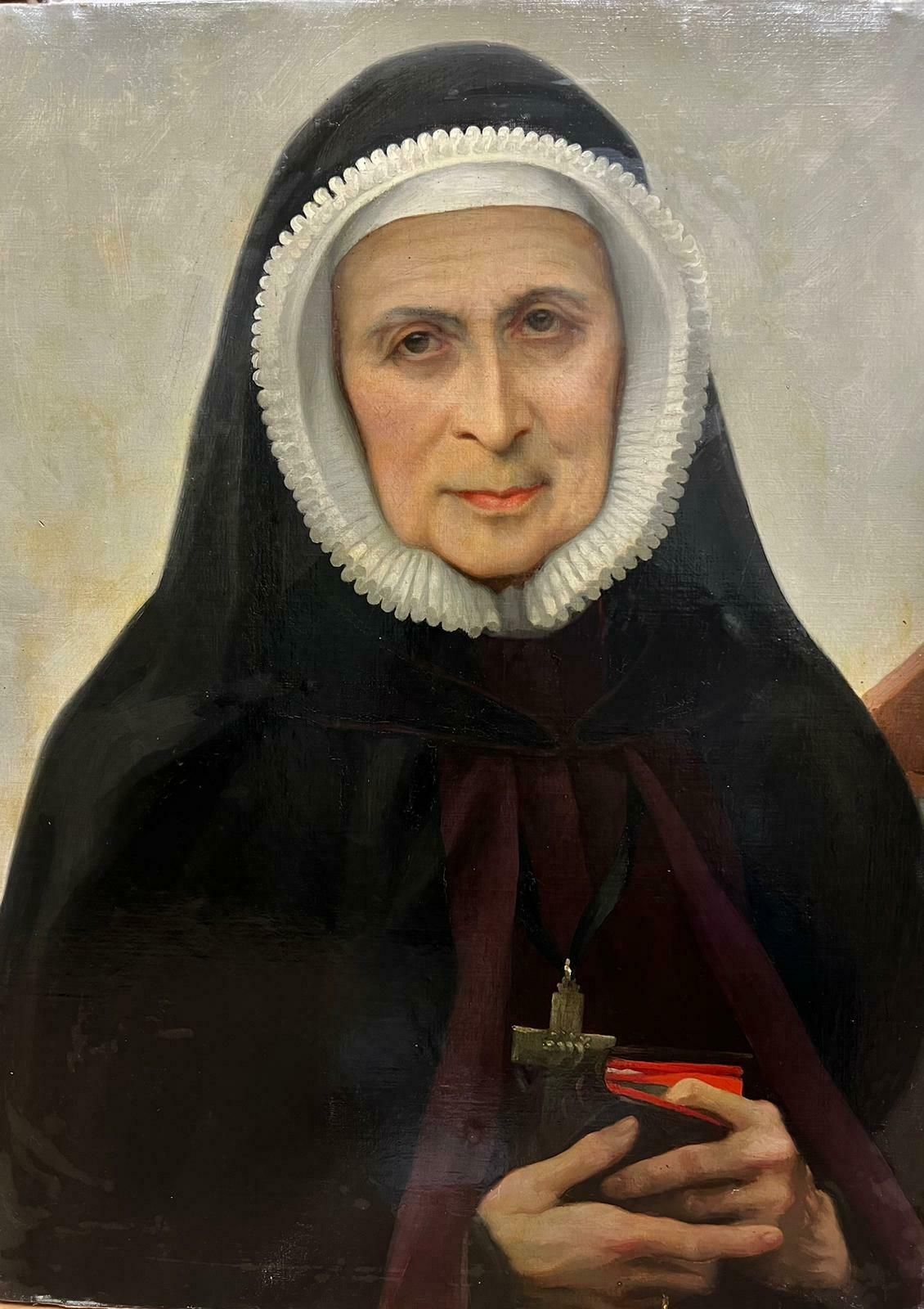 Joseph Aubert19th Century French Portrait Of A Nun Large Oil Painting 18981898 photo furniture