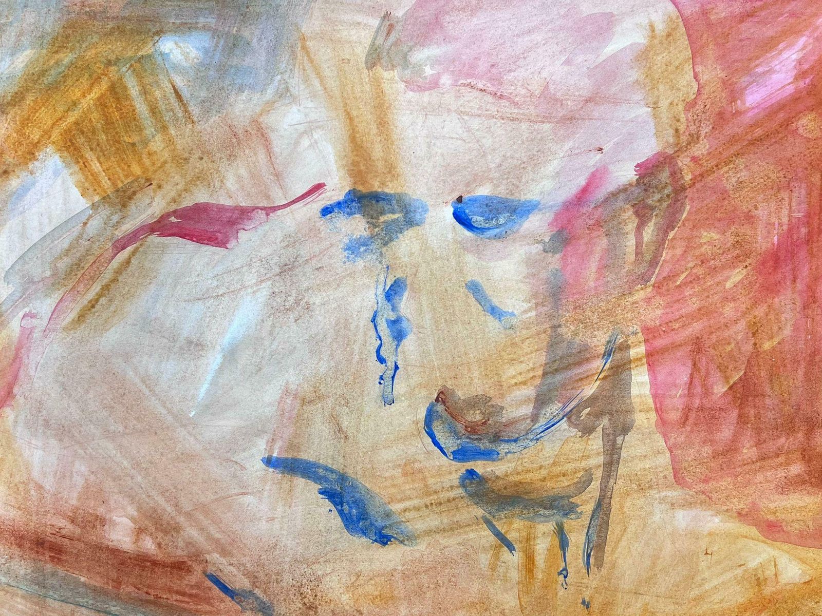 Helen Greenfieldenglish Impressionist Watercolour Painting Figure In The Orange Abstract photo 811.0