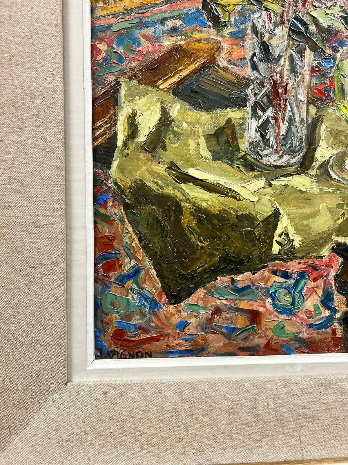 Josine Vignonroses In Vase 1960’s French Post Impressionist Oil Painting Interior Scene1960's photo 1224.0