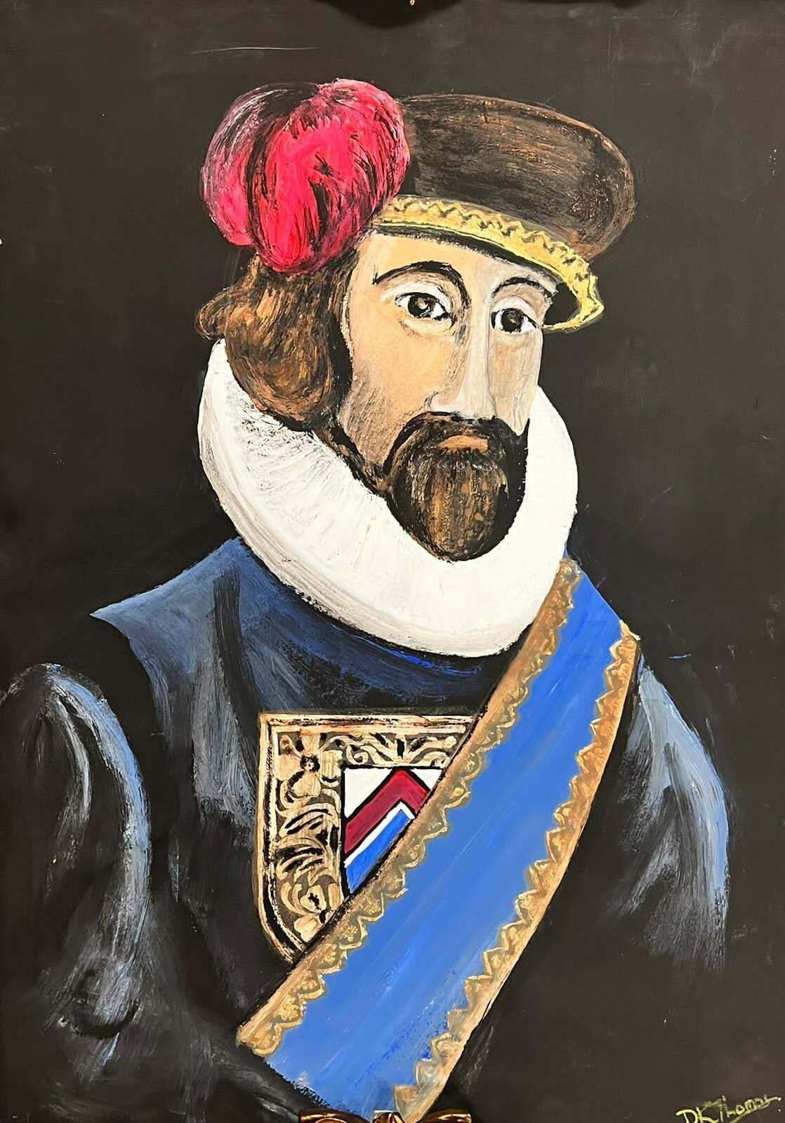 English Schoolportrait Of A Tudor English Gentleman In Fine Ornate Gilt Swept Frame photo furniture