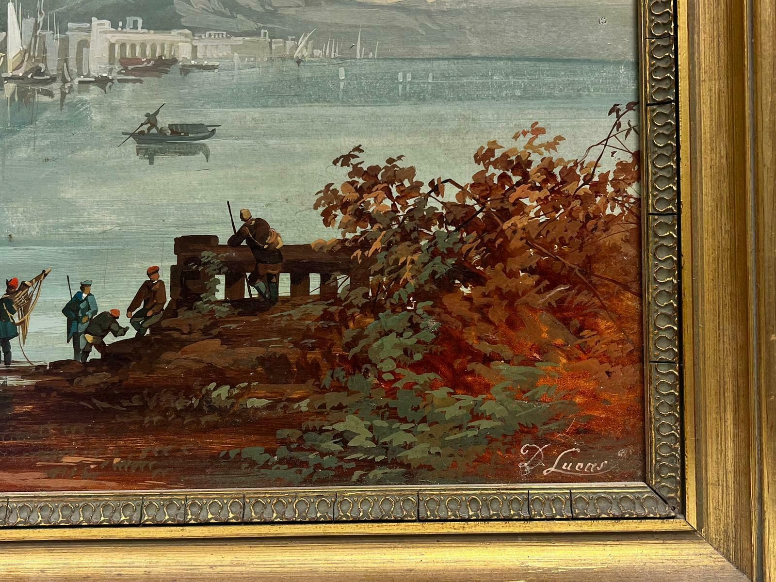 D.Lucaslarge Marine Oil Painting Continental Harbour Merchants & Fishermen Trading photo Art