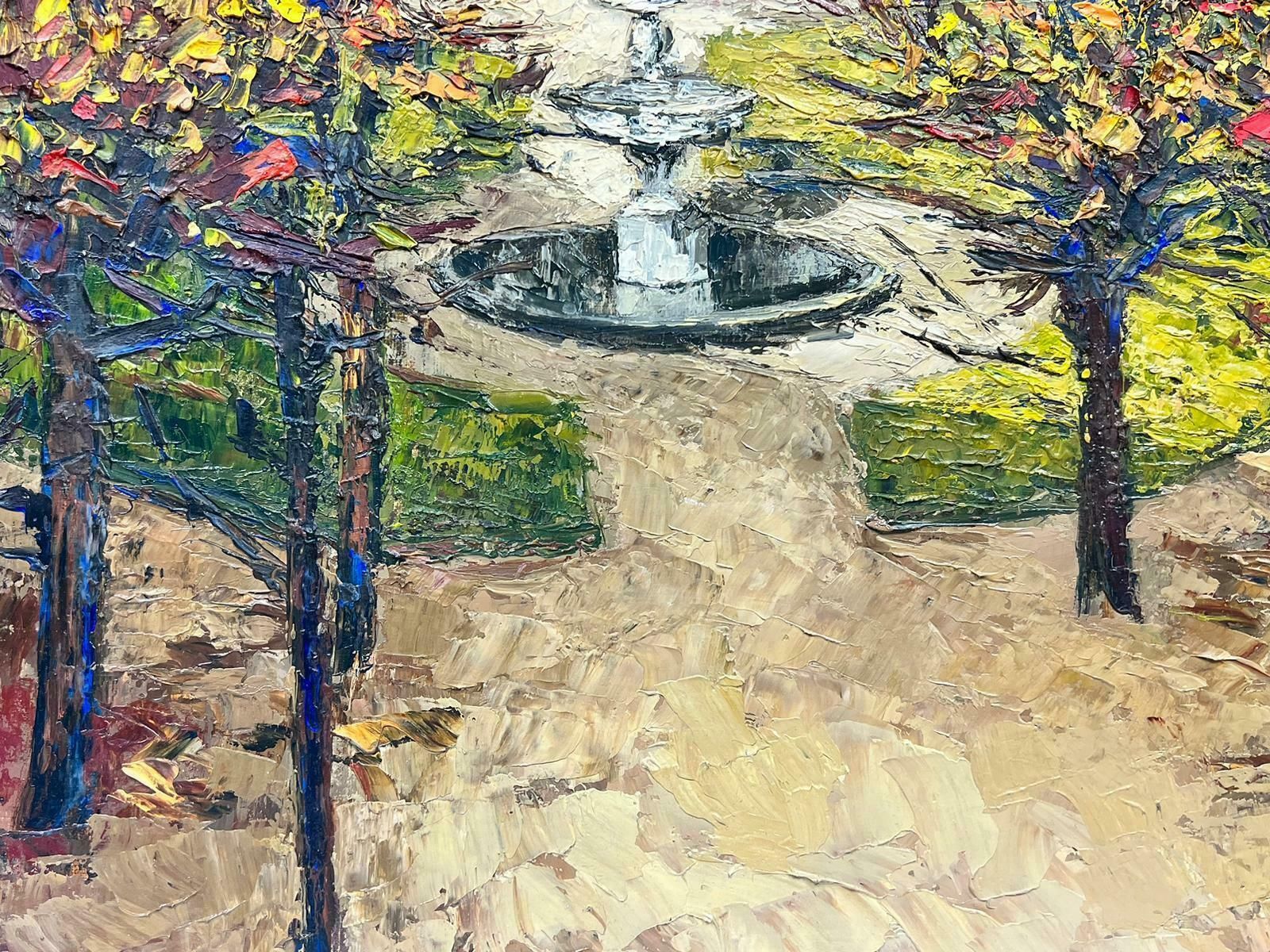 Josine Vignonla Place Des Vosges Paris Gardens 1960’s French Post Impressionist Signed Oil1960's photo furniture