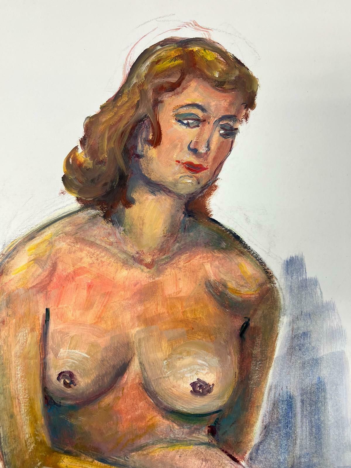French Modernistreclining Nude Lady Model 1970's French Modernist Painting Provence Collection1970's photo 505.0