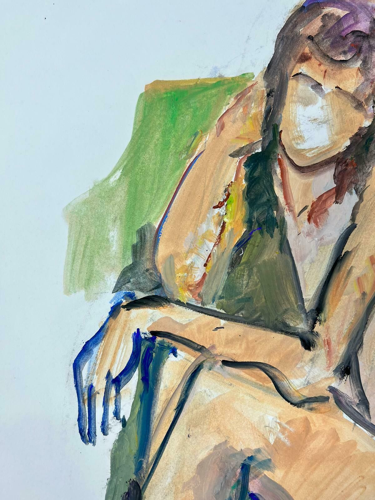French Modernistreclining Nude Lady Model 1970's French Modernist Painting Provence Collection1970's photo for sale