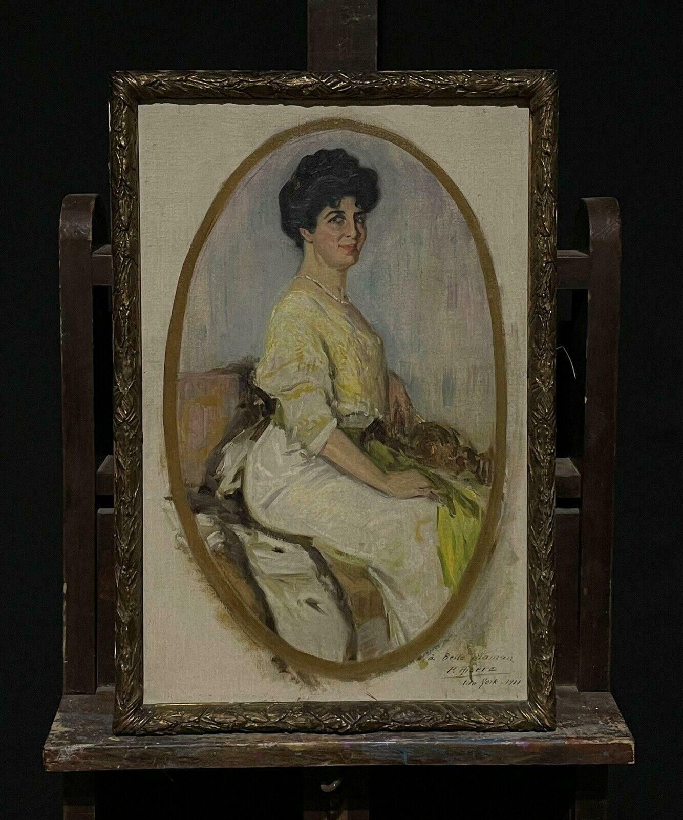 Unknownnew York 1911, Fine Portrait Of A Lady Oval Format, Signed & Dated Oilc. 1911 photo Art