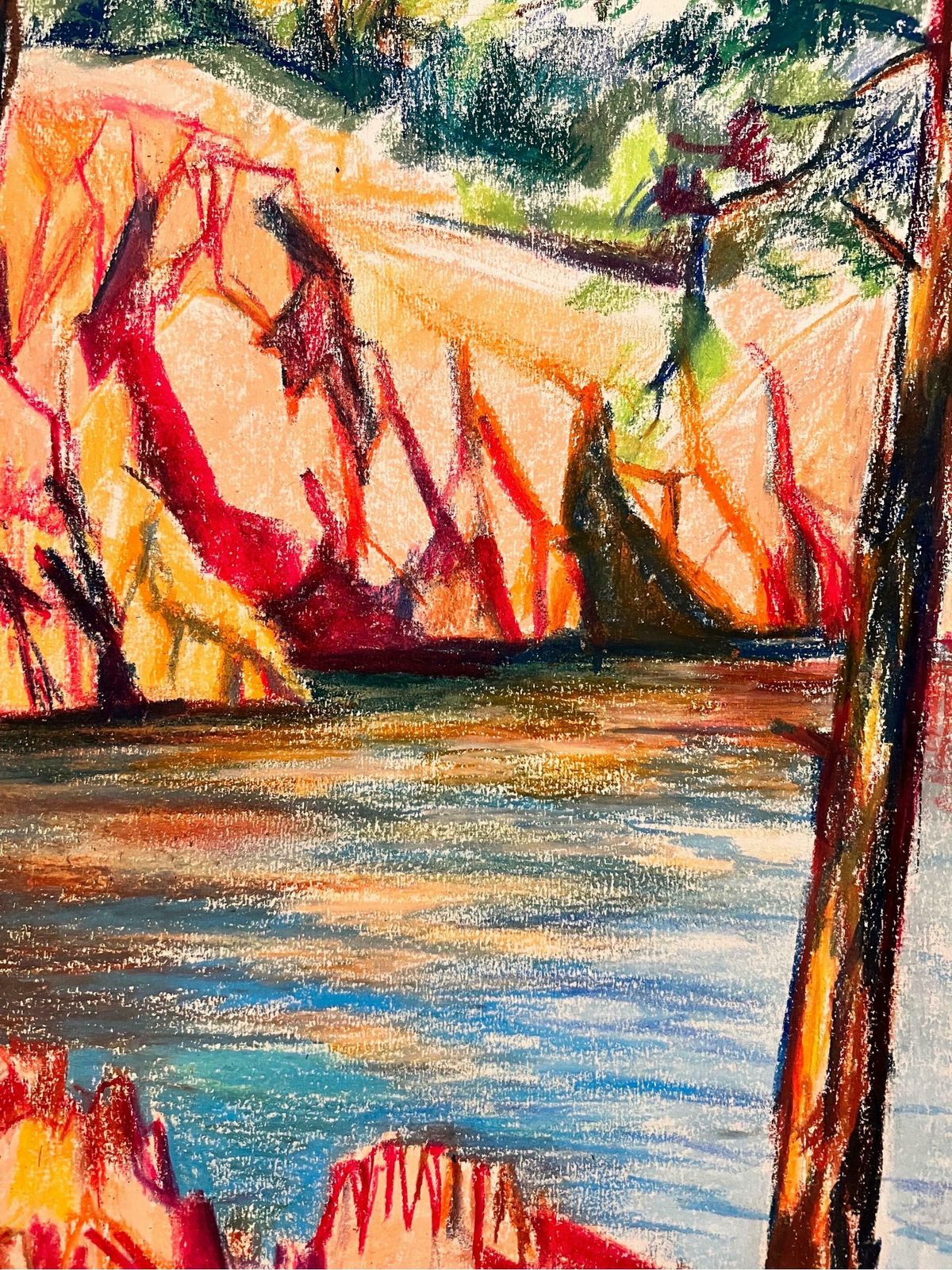 Josine Vignonfrench Bright And Vibrant Pastel Lake Landscape In Le Trayes 1960's photo 765.0
