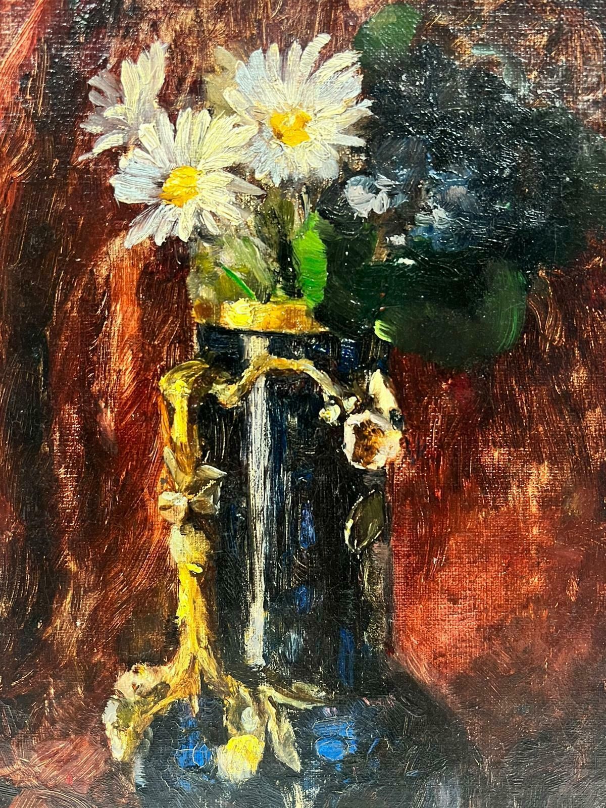 French School1890's French Impressionist Signed Oil Still Life Flowers In Vase Beautiful Work photo for sale