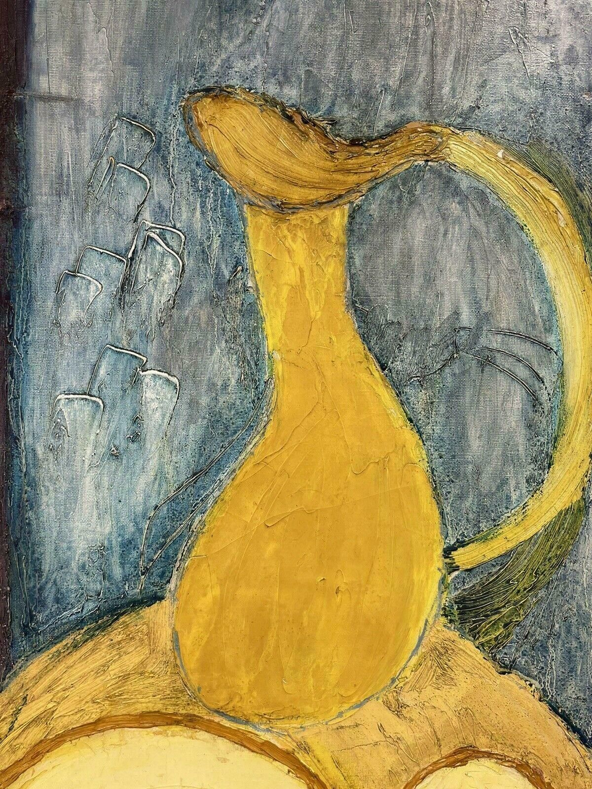 1970's French Expressionist1970's Huge French Expressionist Signed Oil   Nude Lady Still Life Compositionc. 1970's photo vintage
