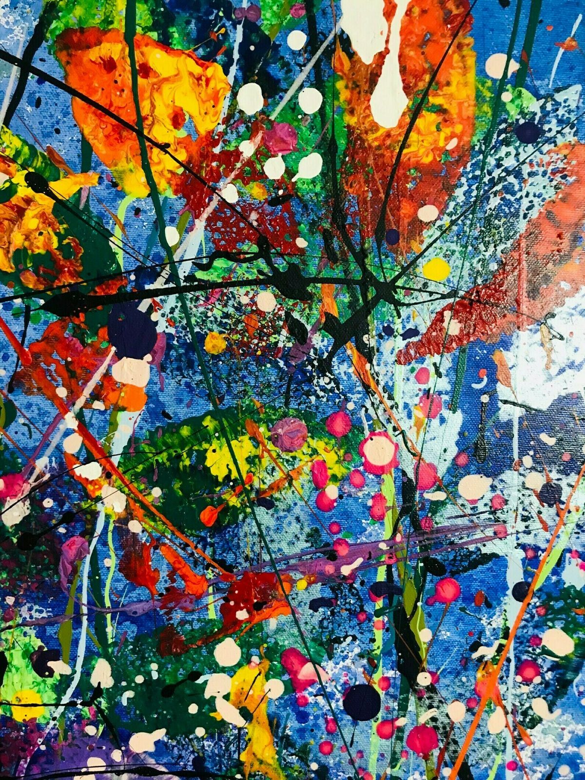 Scarlett.Extra Large Hand Painted Watercolour And Acrylic Floral Abstract On Canvas 120cm X 180cm Blue/Green/Pink/Red photo buy