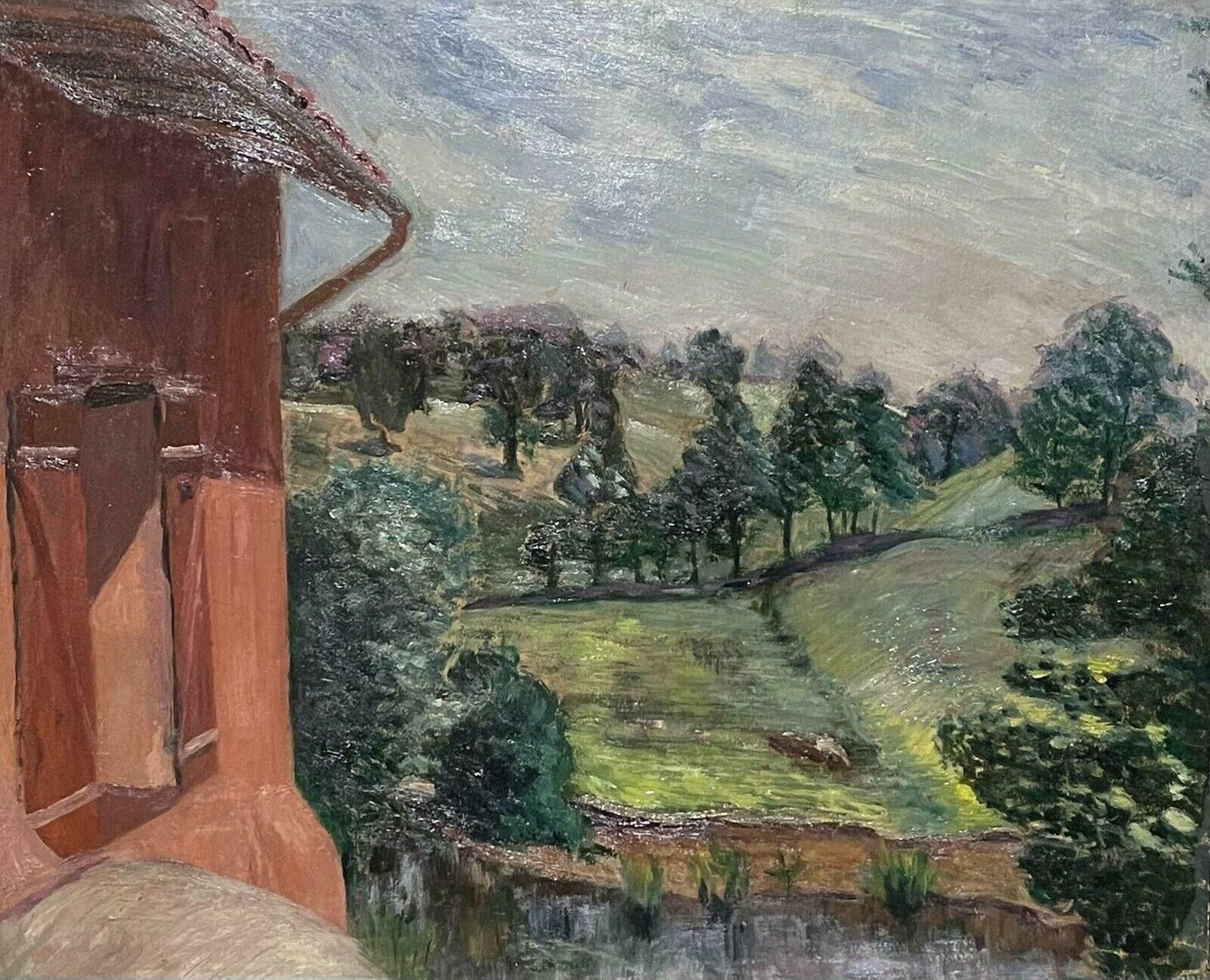 French Schoolmid Century French Impressionist Oil, Country House In Windswept Landscape1950's