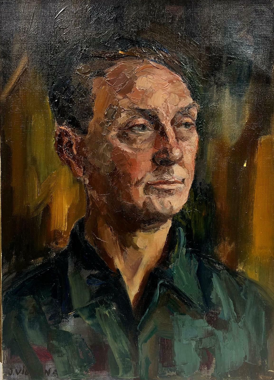 Josine Vignonportrait Of A Posed Man Post Impressionist Signed Oil 1960's