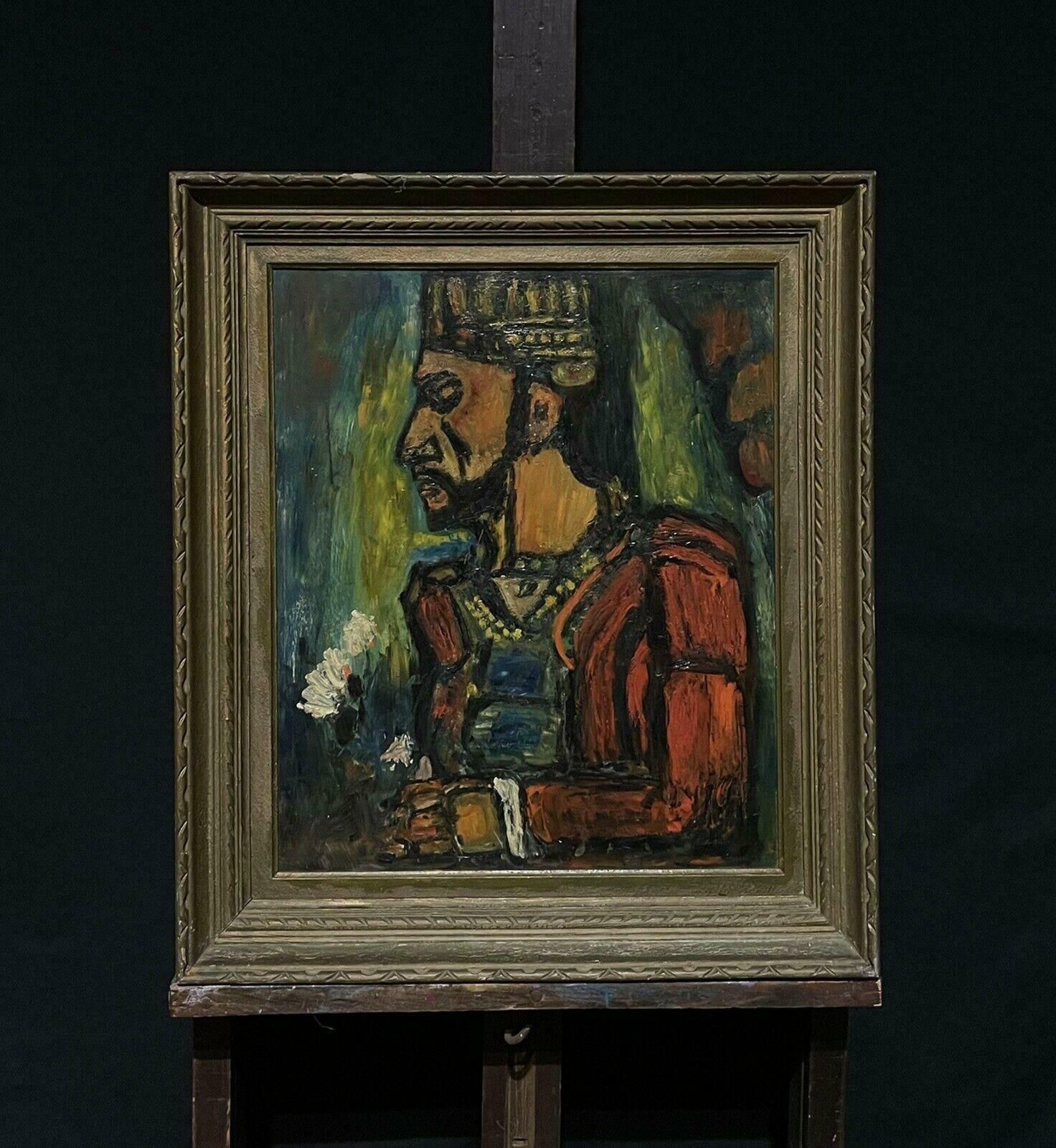 French Schoolmid Century French Expressionist Portrait Of A Man, Framed Oil Painting photo furniture