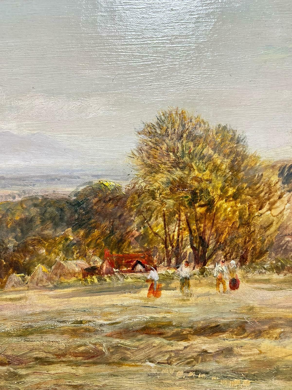 photo for sale Charles Thomas Burthuge Victorian Signed Oil Painting Hay Making In The Surrey Horse & Cart