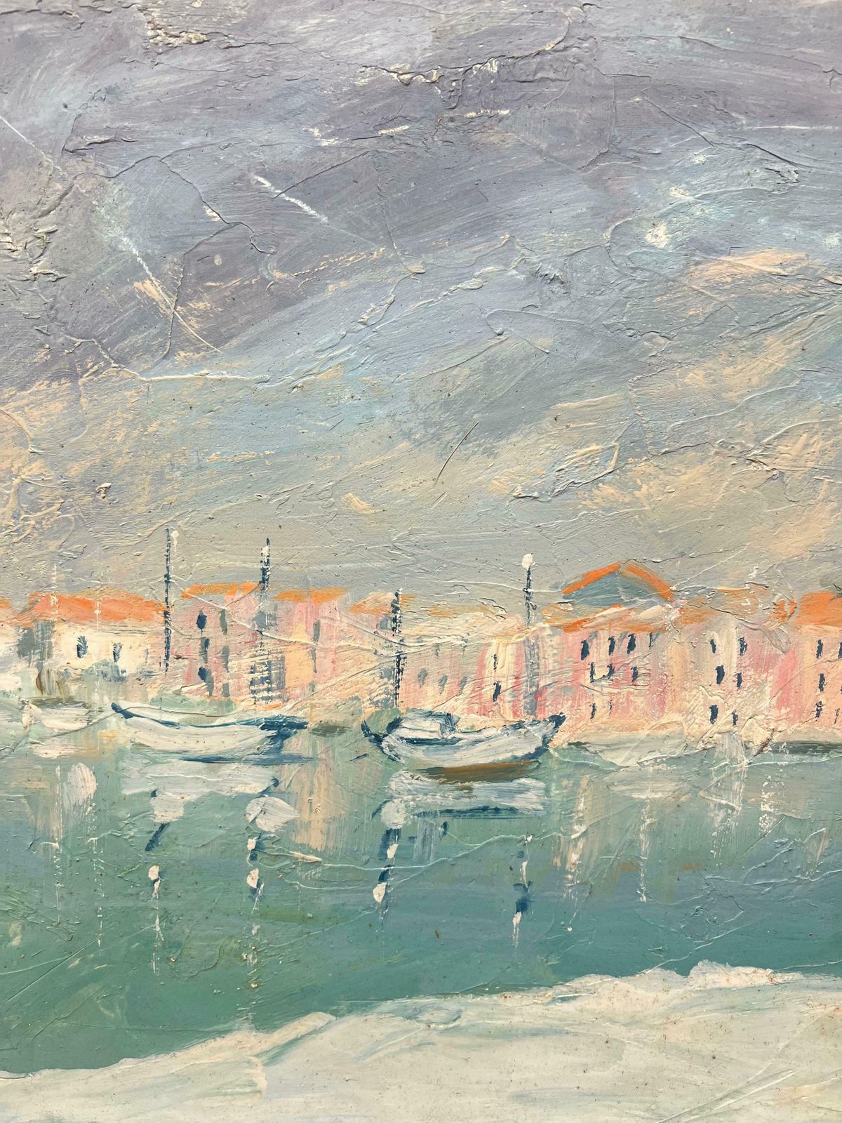 Fanch Lelmid 20th Century Impressionist Coastal View Tranquil Harbor Scene With Sailboats20th Century photo 734.0