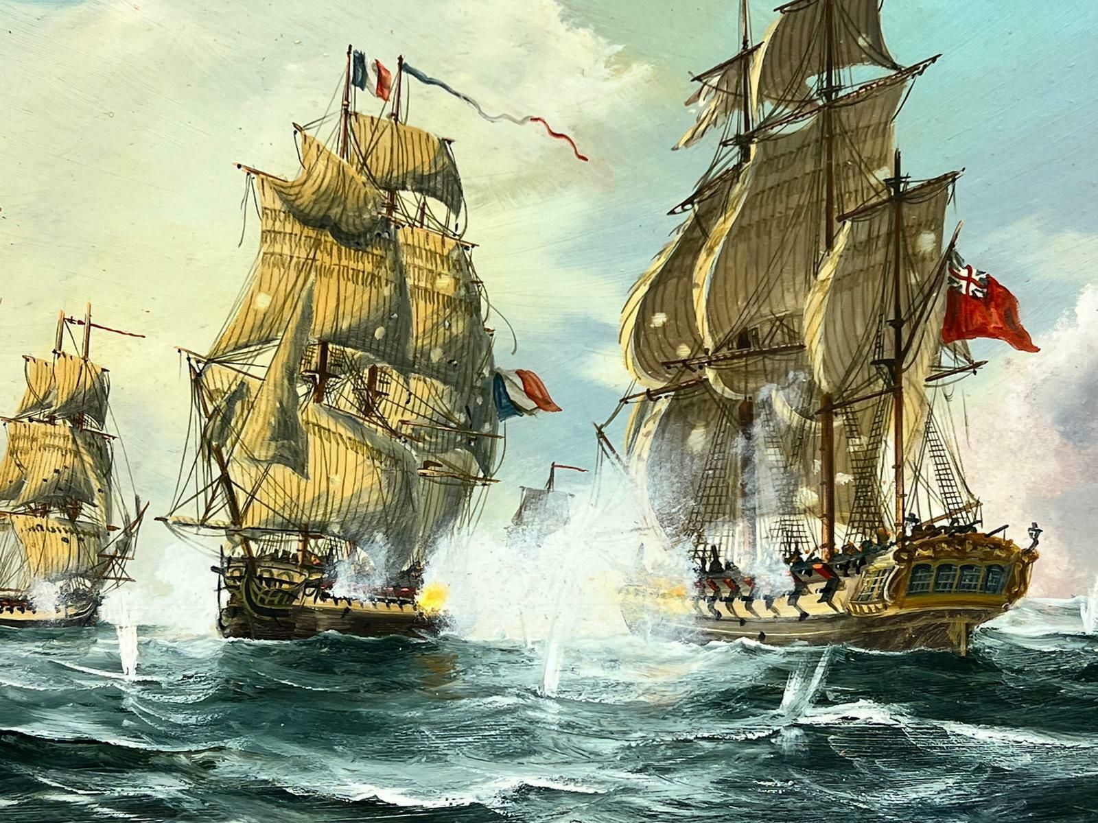 Contemporary English Schoolenglish School Oil Painting Napoleonic Wars Naval Engagement Battle At Sea photo Art
