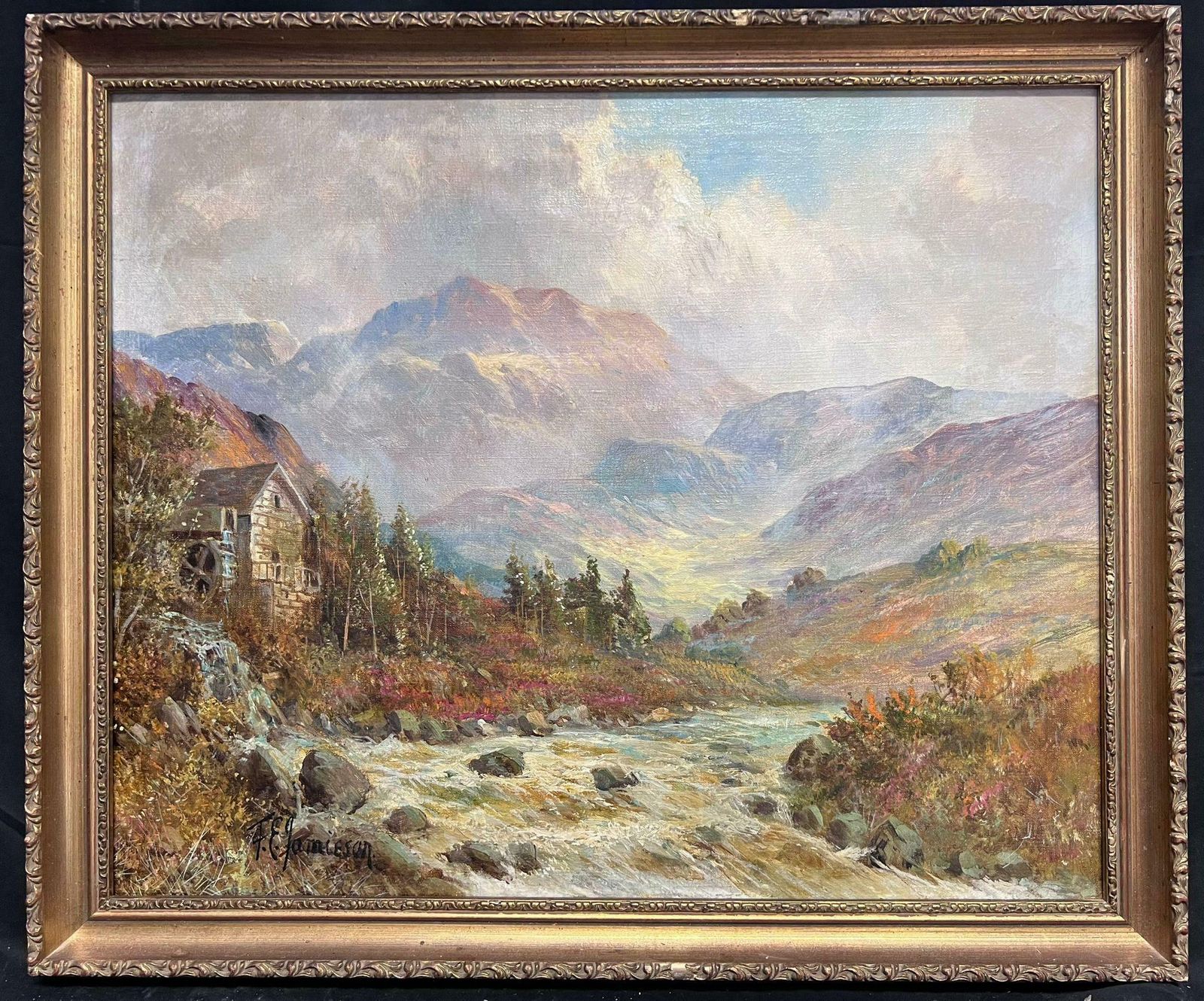 F. E. Jamiesonantique Scottish Highland Summer The Old Mill By The River Valley Landscape1920's photo furniture