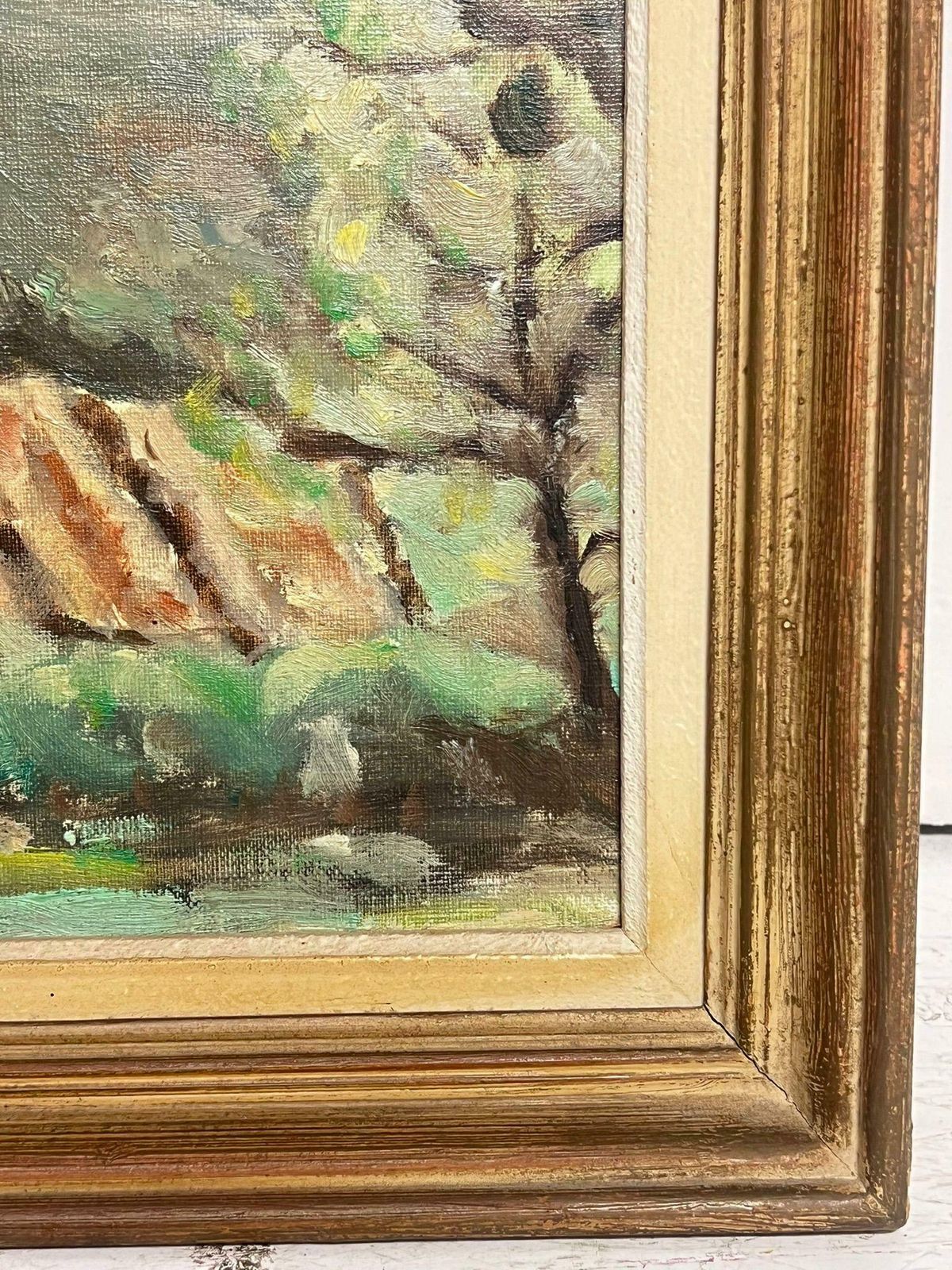 French Schoolmid 20th Century French Post Impressionist Oil Sludgy Green Provence Landscape1960's photo for sale