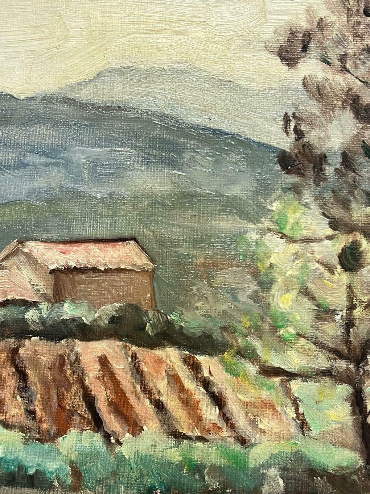 French Schoolmid 20th Century French Post Impressionist Oil Sludgy Green Provence Landscape1960's photo 709.0