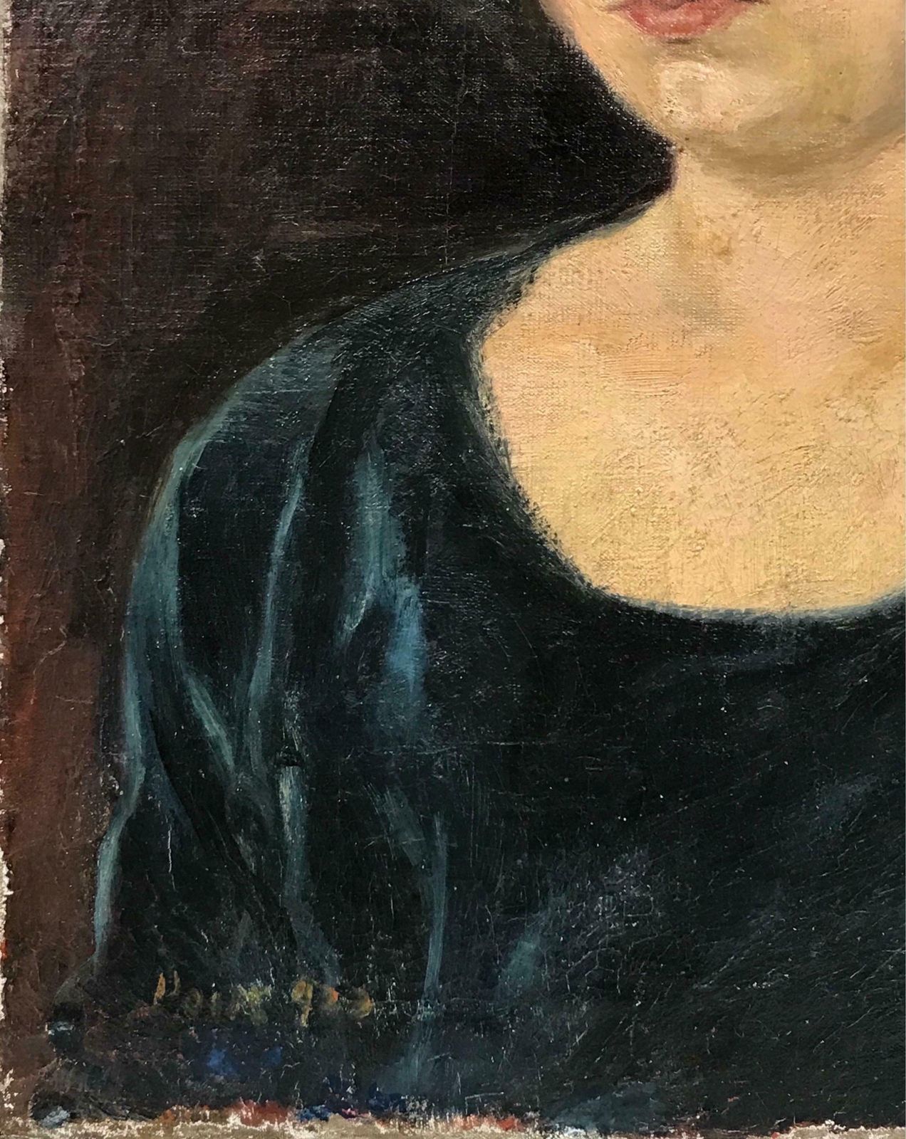 20th Century French School1950's French Oil, Portrait Of A Young Lady With Bobbed Hair & Moody Expressionc. 1950's photo 892.0