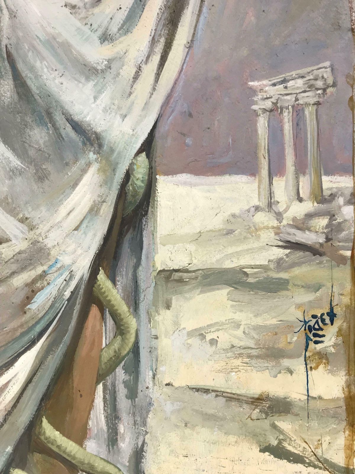 Pierre Piget (1907 1990)huge 1960's French Oil Portrait Of Roman/ Greek Semi Nude Lady Classical Ruins photo buy