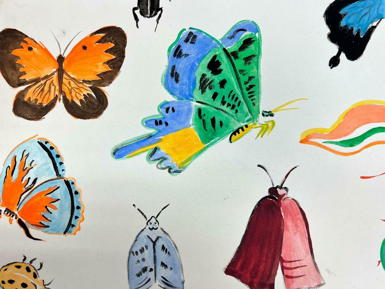 Josine Vignonmid Century French Illustration Sketches Of Different Butterflies & Insects1960's photo for sale