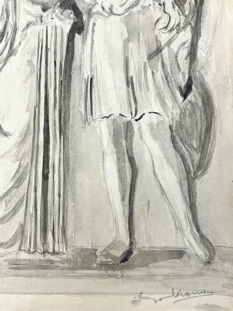 Josine Vignon1950’s Fashion Illustration Original Painting Of Three Figures In Robes1960's photo Art