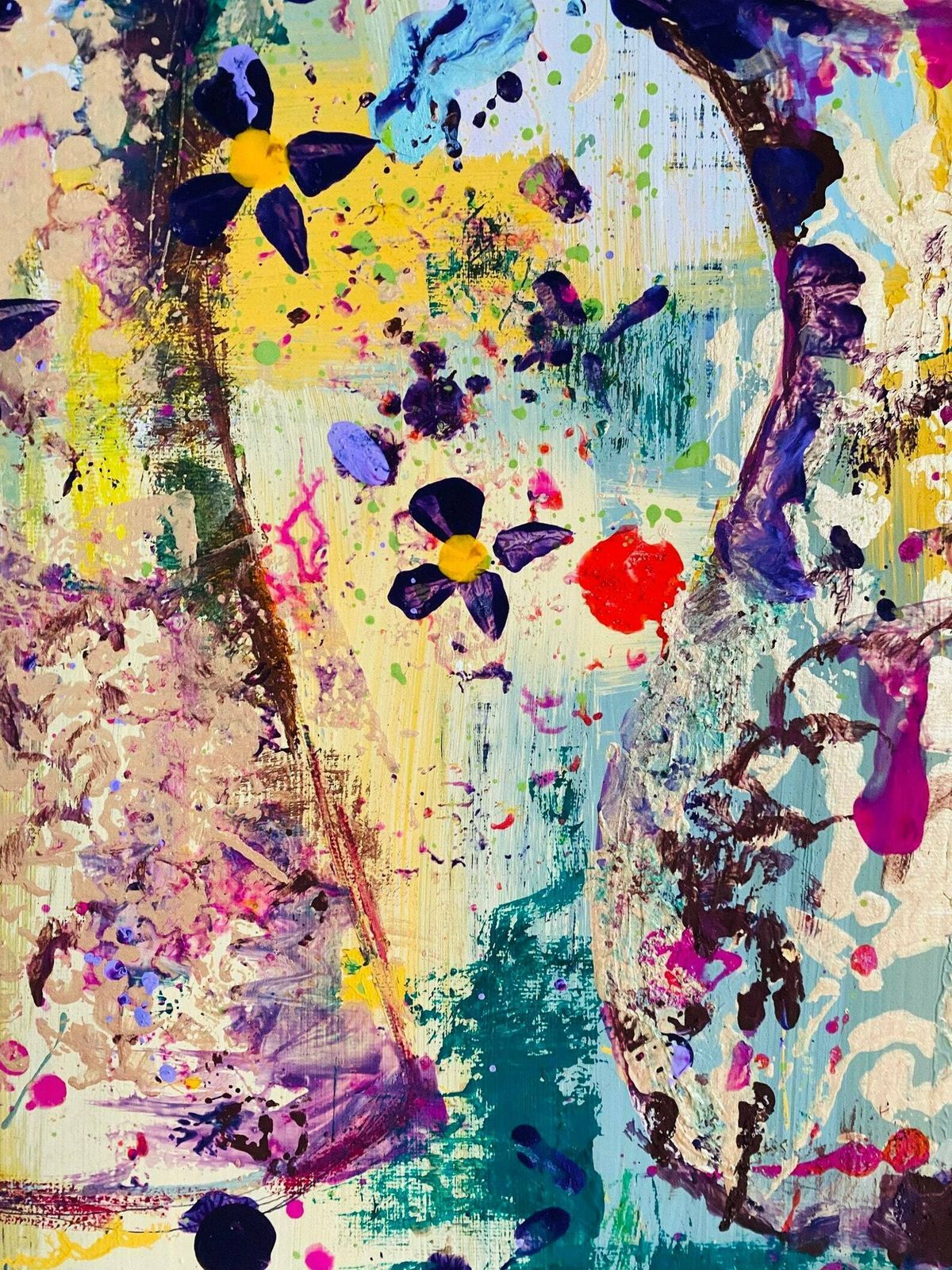 Polly..Hand Painted Original Acrylic Art On A Up Cycled Canvas 90cm X 60cm photo vinterior